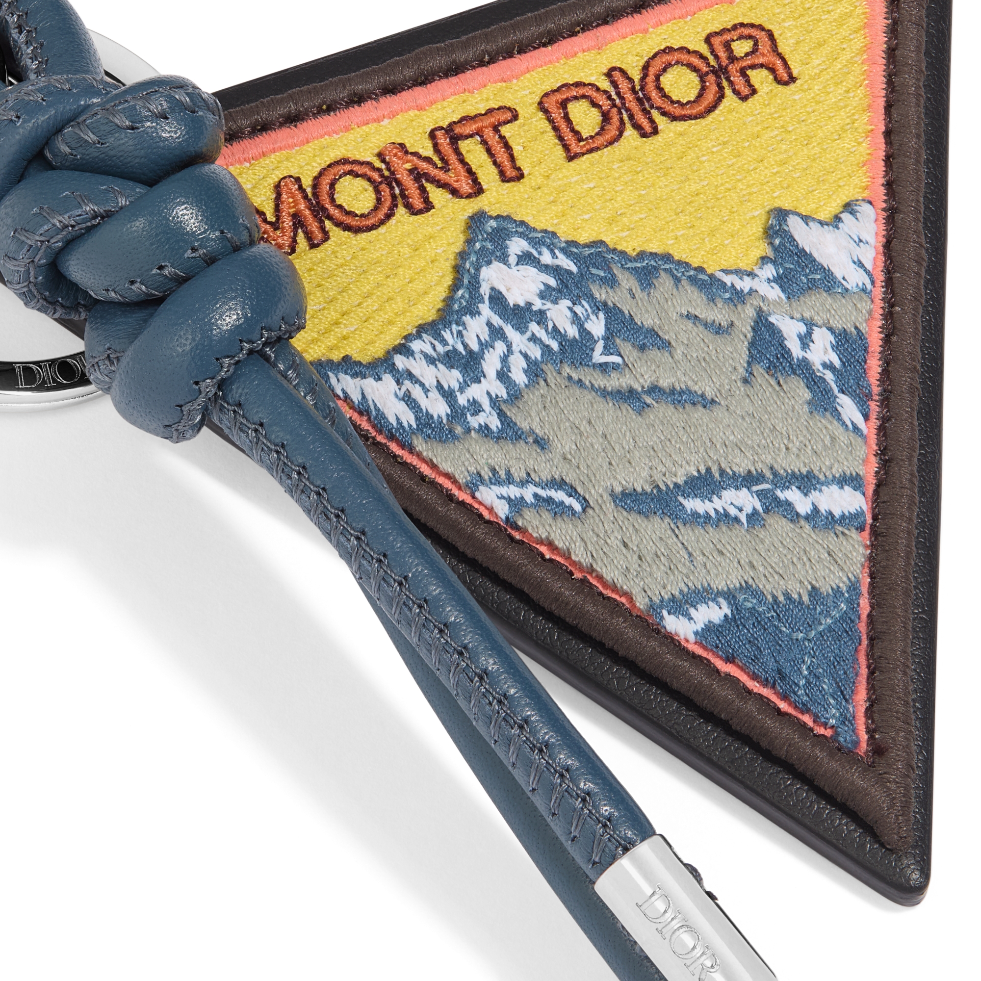 Mont Dior Key Ring Multicolor Embroidered Grained Calfskin E09