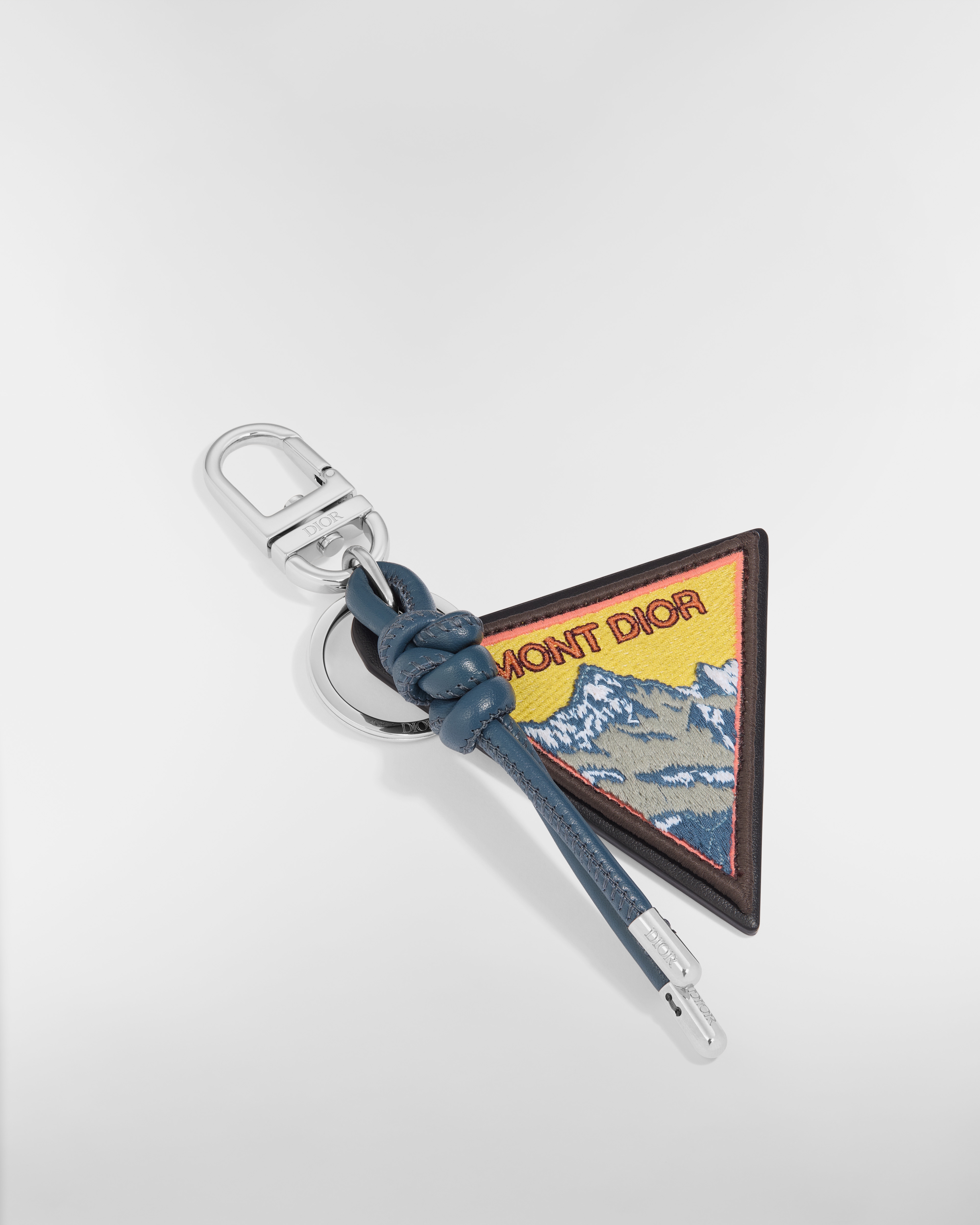 Porte-clés Mont Dior Cuir de veau grainé brodé multicolore E03