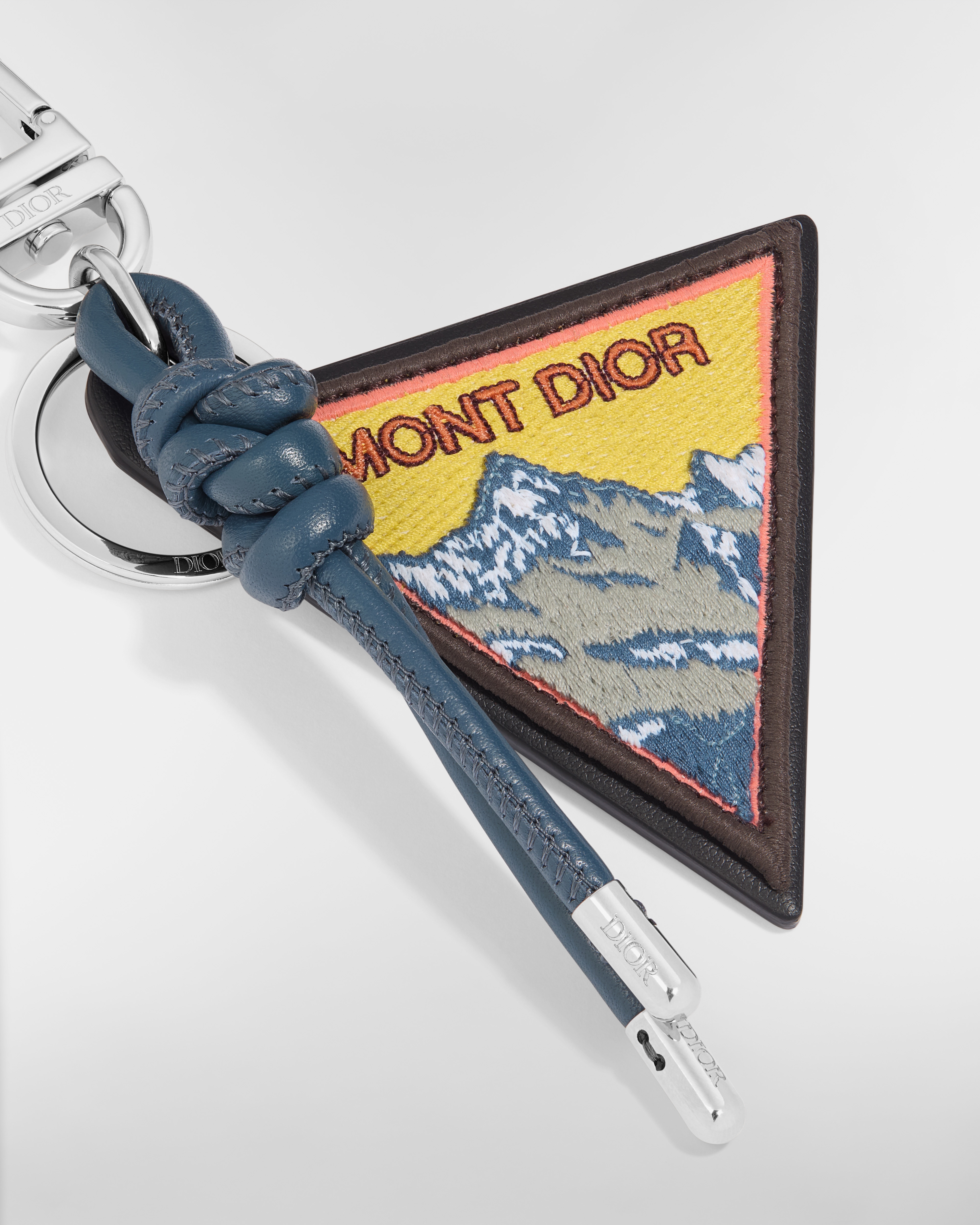 Mont Dior Key Ring Multicolor Embroidered Grained Calfskin E09
