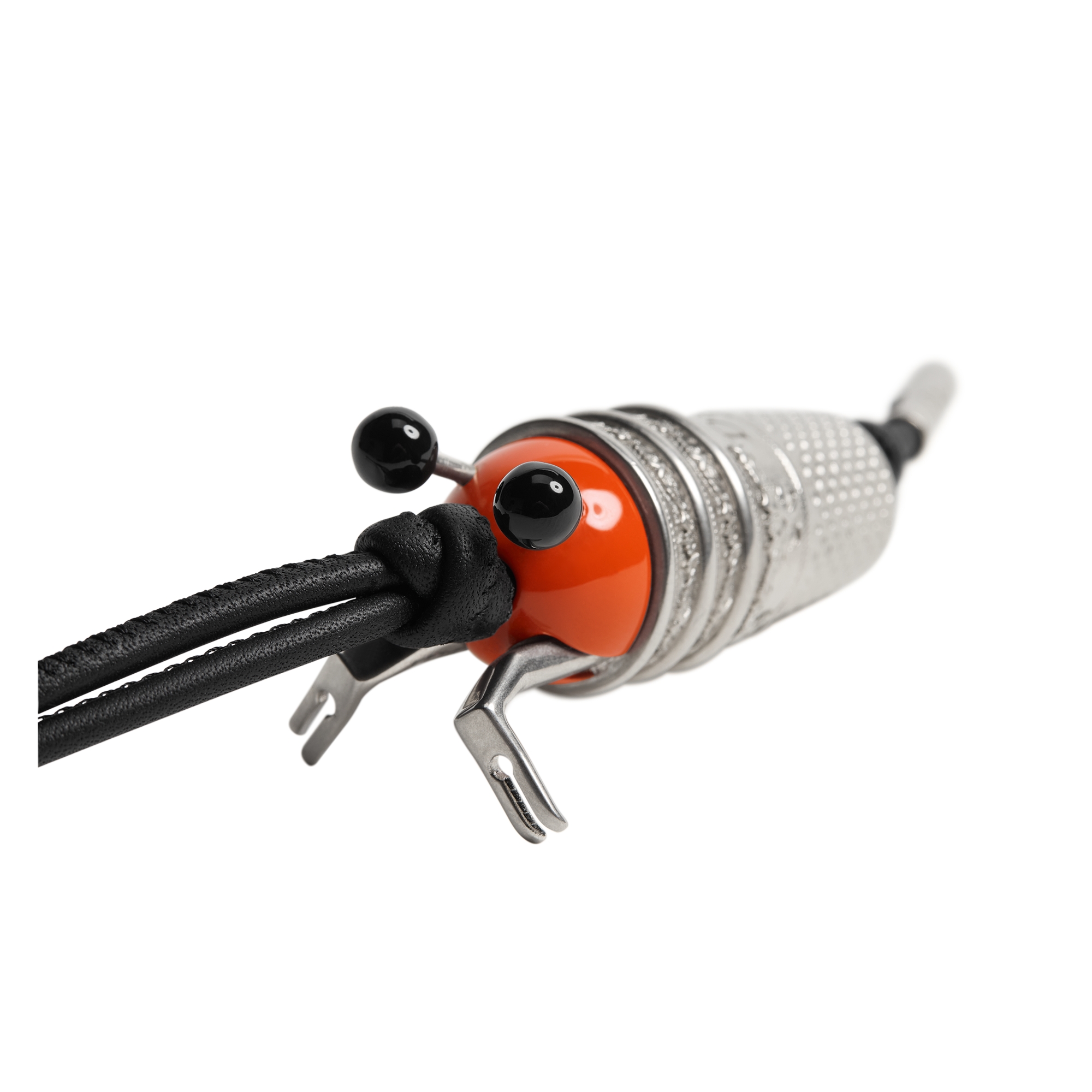 Hermit Crab Bag Charm Black Smooth Calfskin and Antique Silver-Finish Brass E09