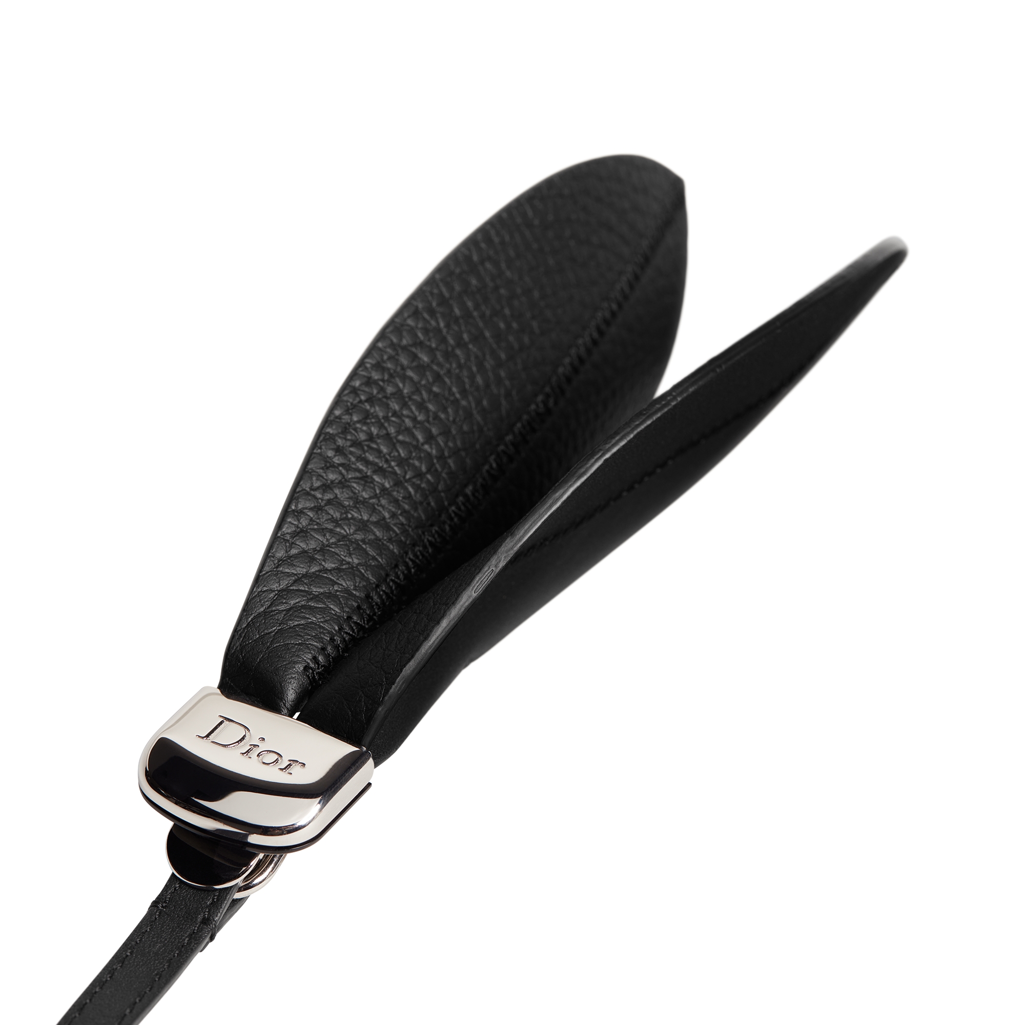 Horse Ear Bag Charm Black Grained Taurillon leather and Palladium-Finish Brass E09