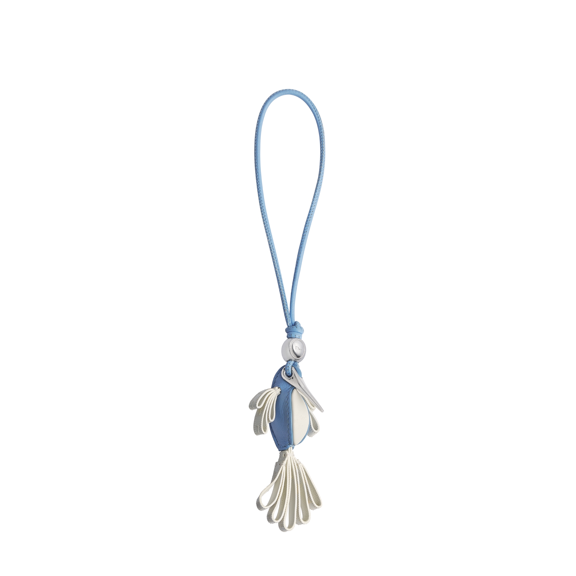Hummingbird Bag Charm Light Blue and Deep Blue Lambskin with