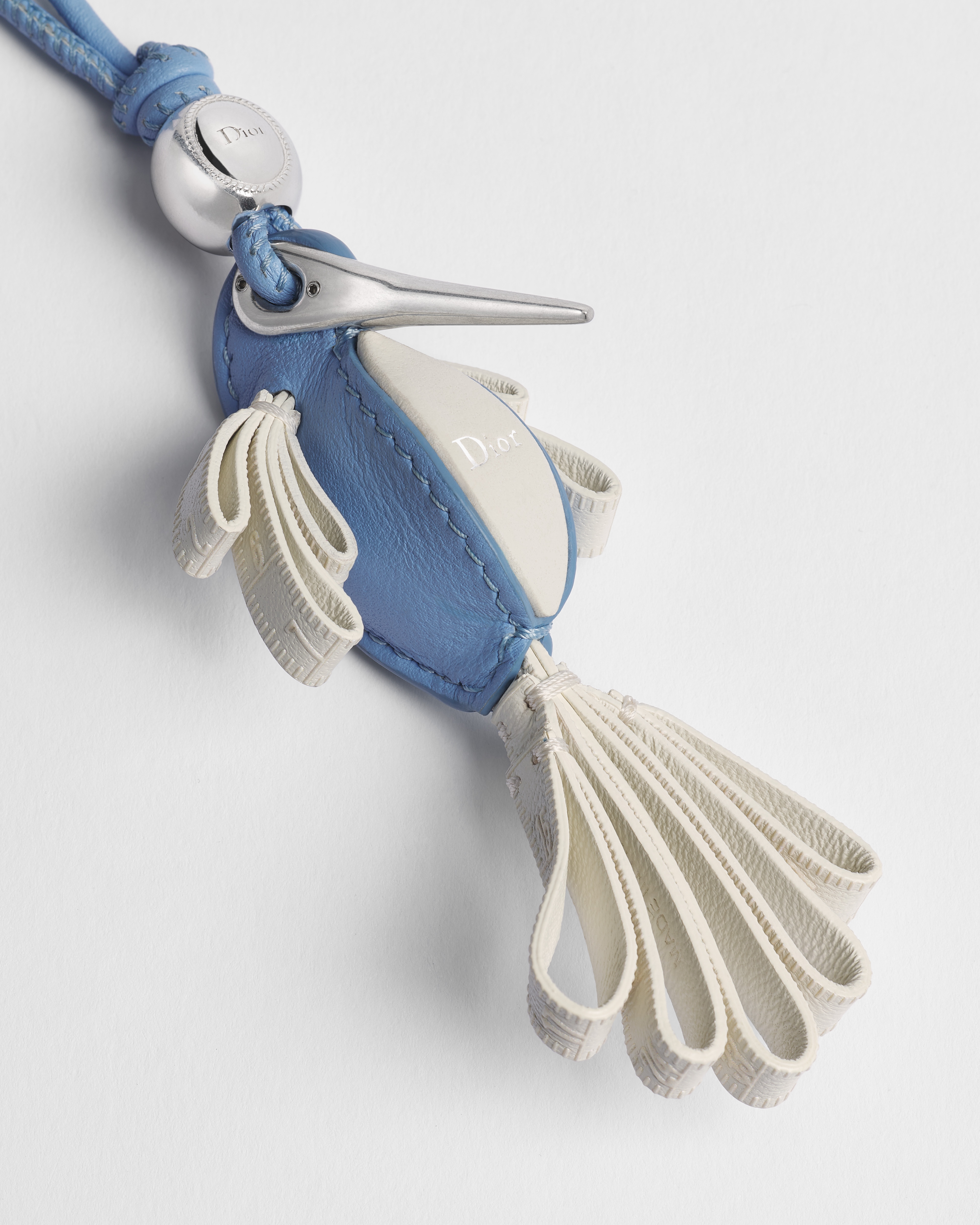 Bijou de sac colibri Cuir d'agneau bleu clair et bleu foncé et laiton ...