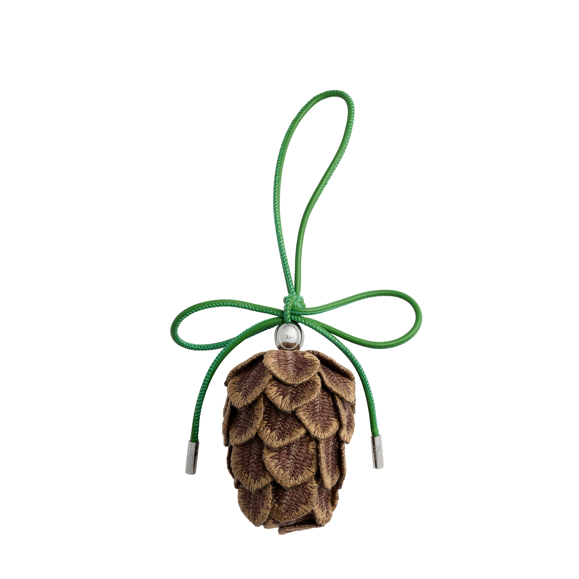 Jardin d'Atelier Dior Pine Cone Bag Charm Gold-Finish Brass with Green and Brown Lambskin E01