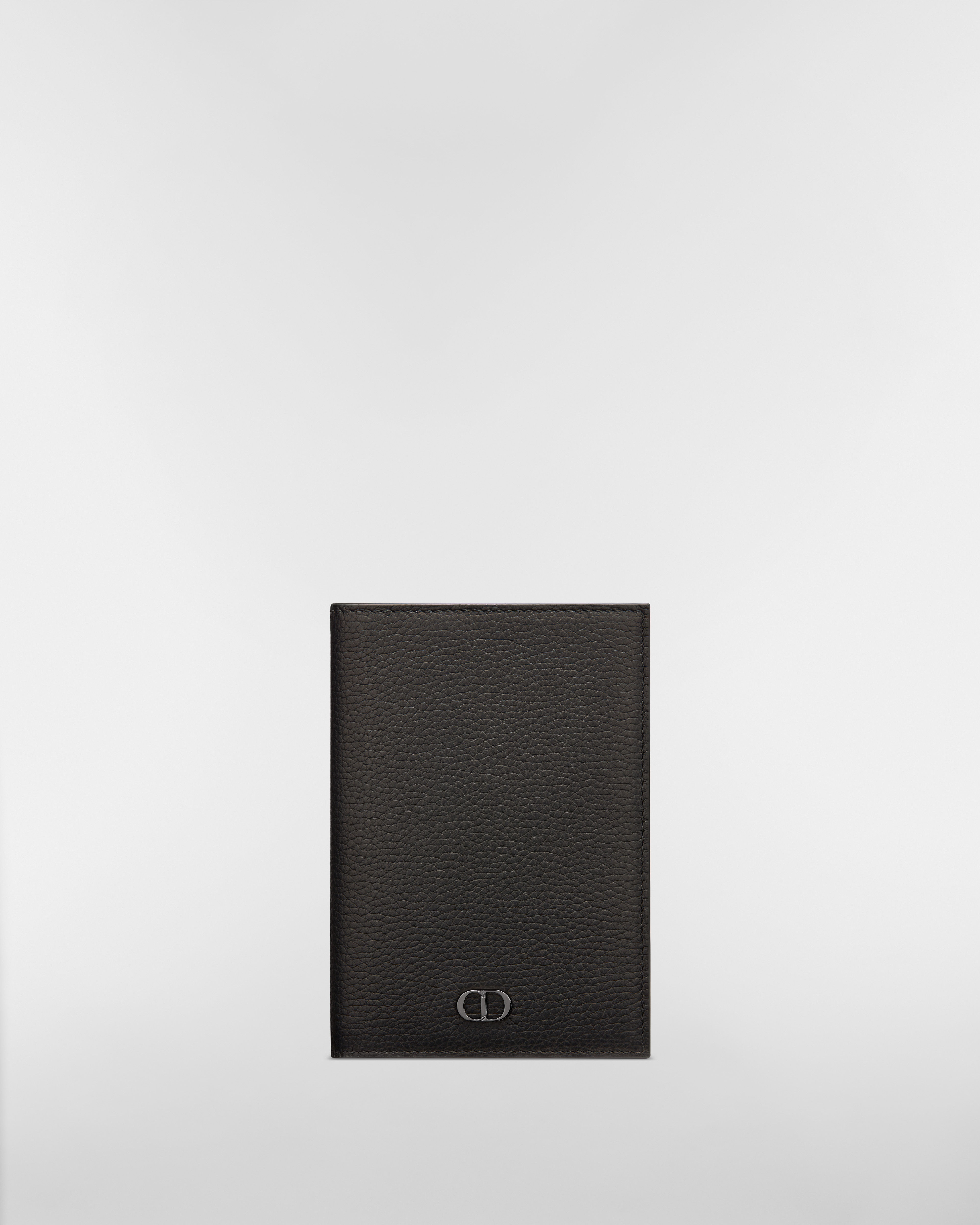 Custodia per passaporto Pelle di vitello granulata nera con firma CD Icon E01