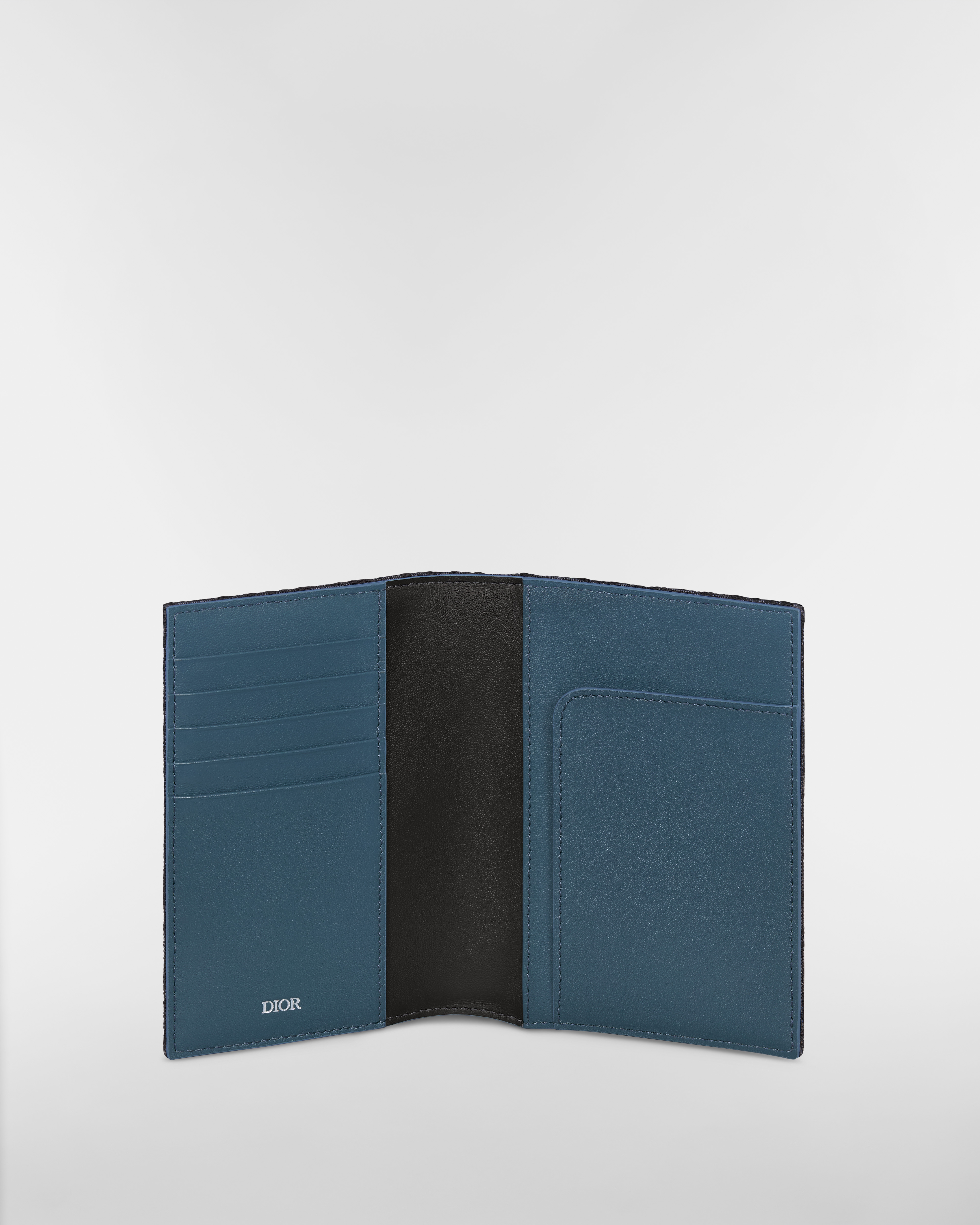 Passport Cover Black Dior Oblique Jacquard and Multicolor Dior Mountain Patches E07