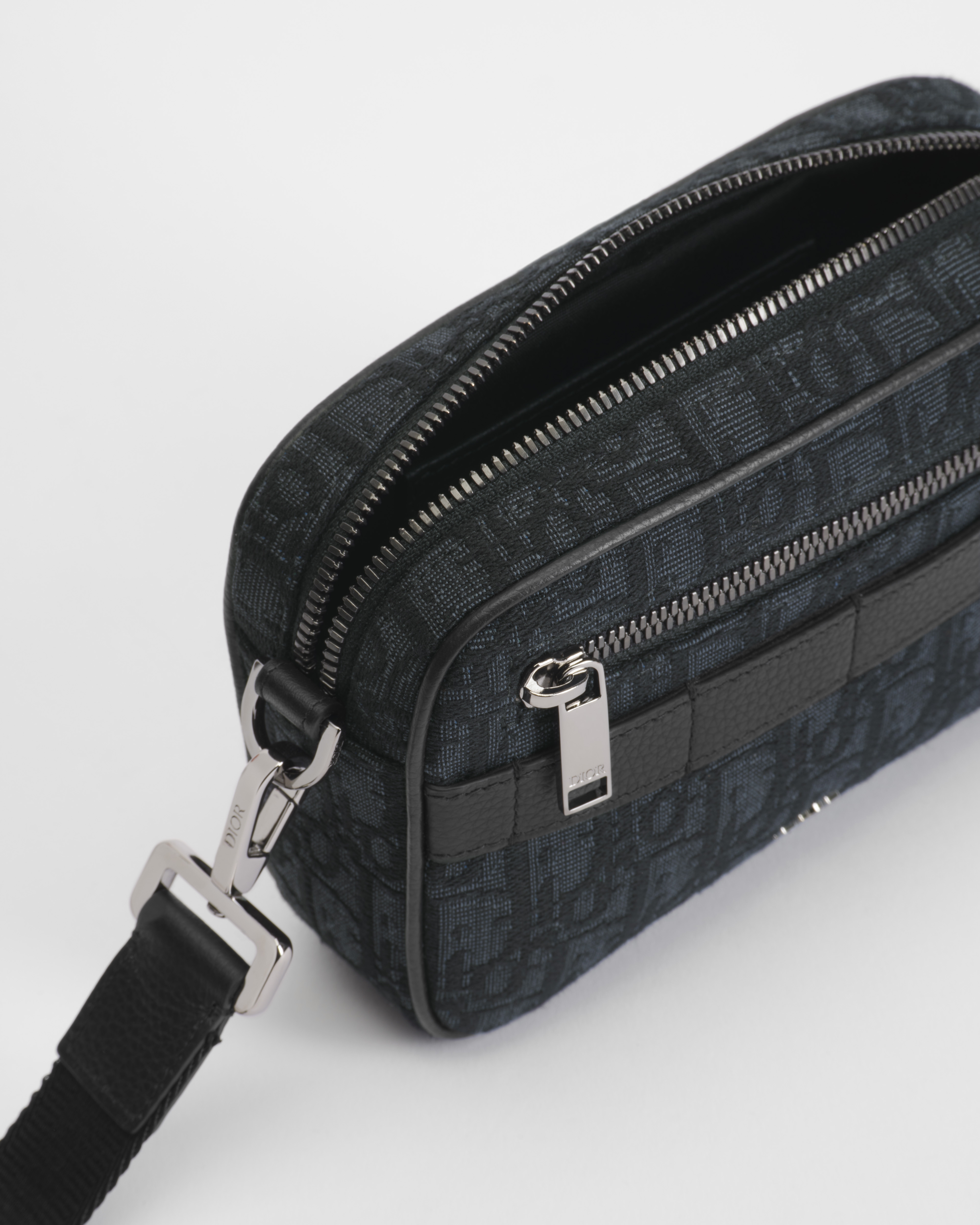 Mini Safari Bag with Strap Black Dior Oblique Jacquard E06