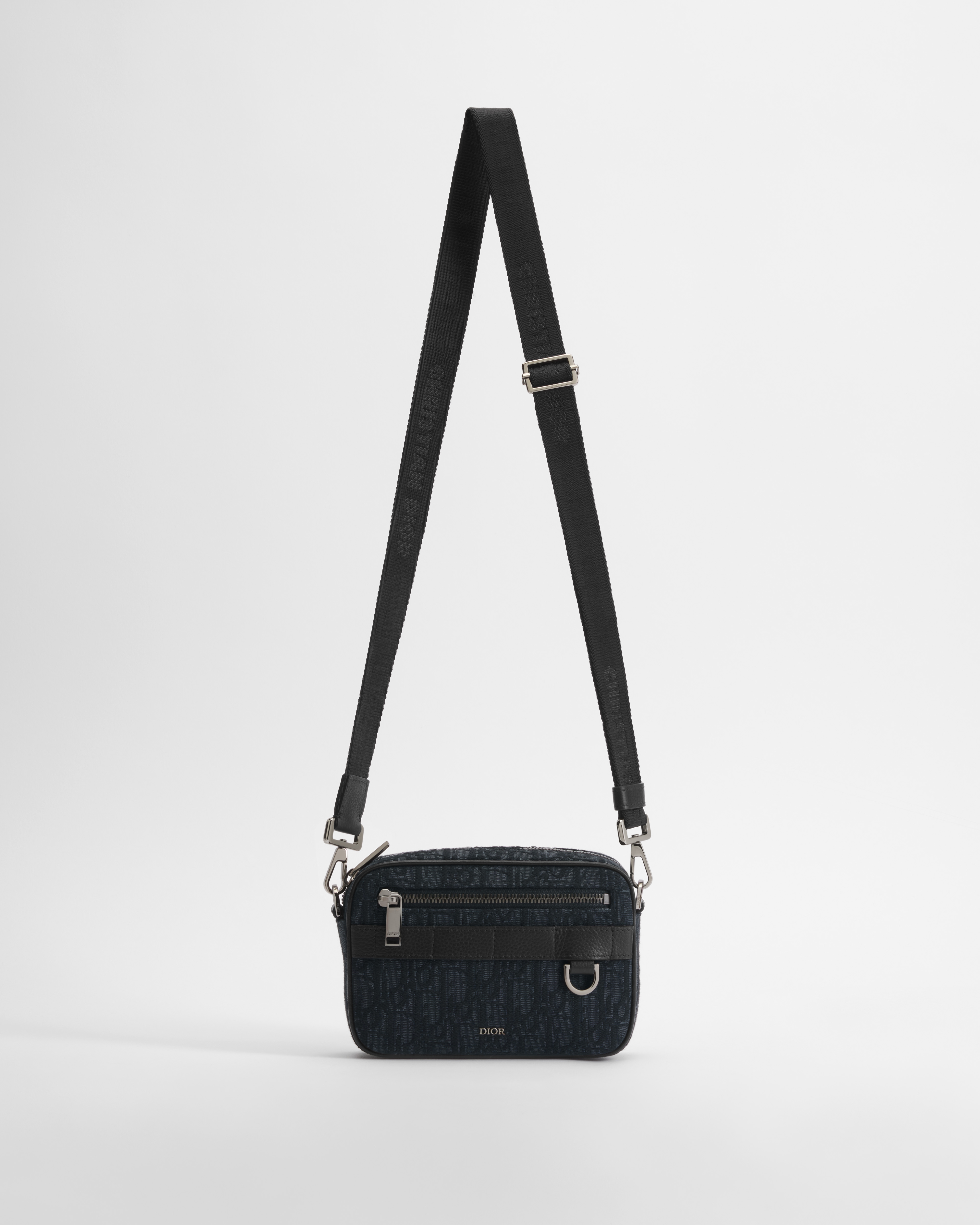 Mini Safari Bag with Strap Black Dior Oblique Jacquard E07