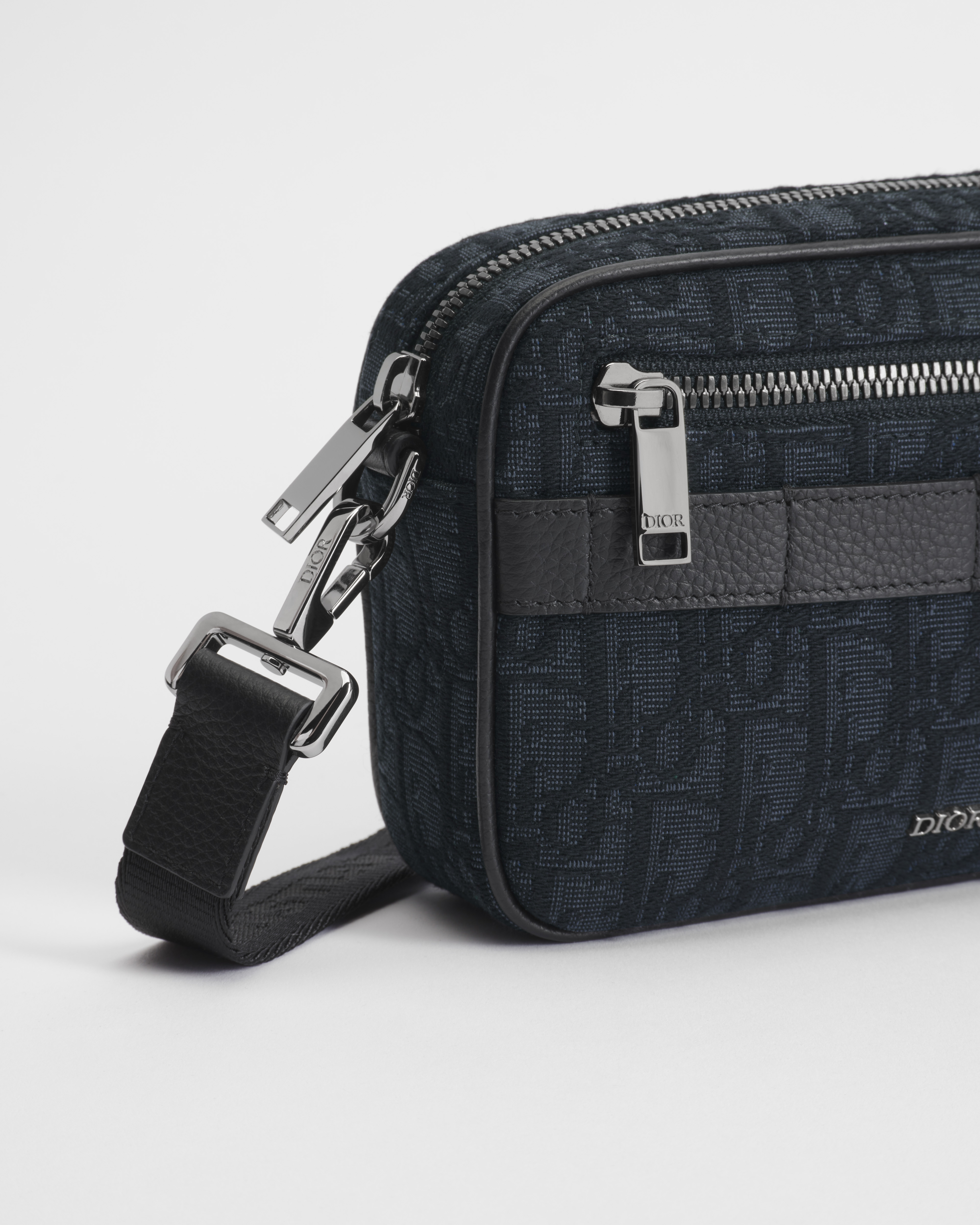 Mini Safari Bag with Strap Black Dior Oblique Jacquard E09
