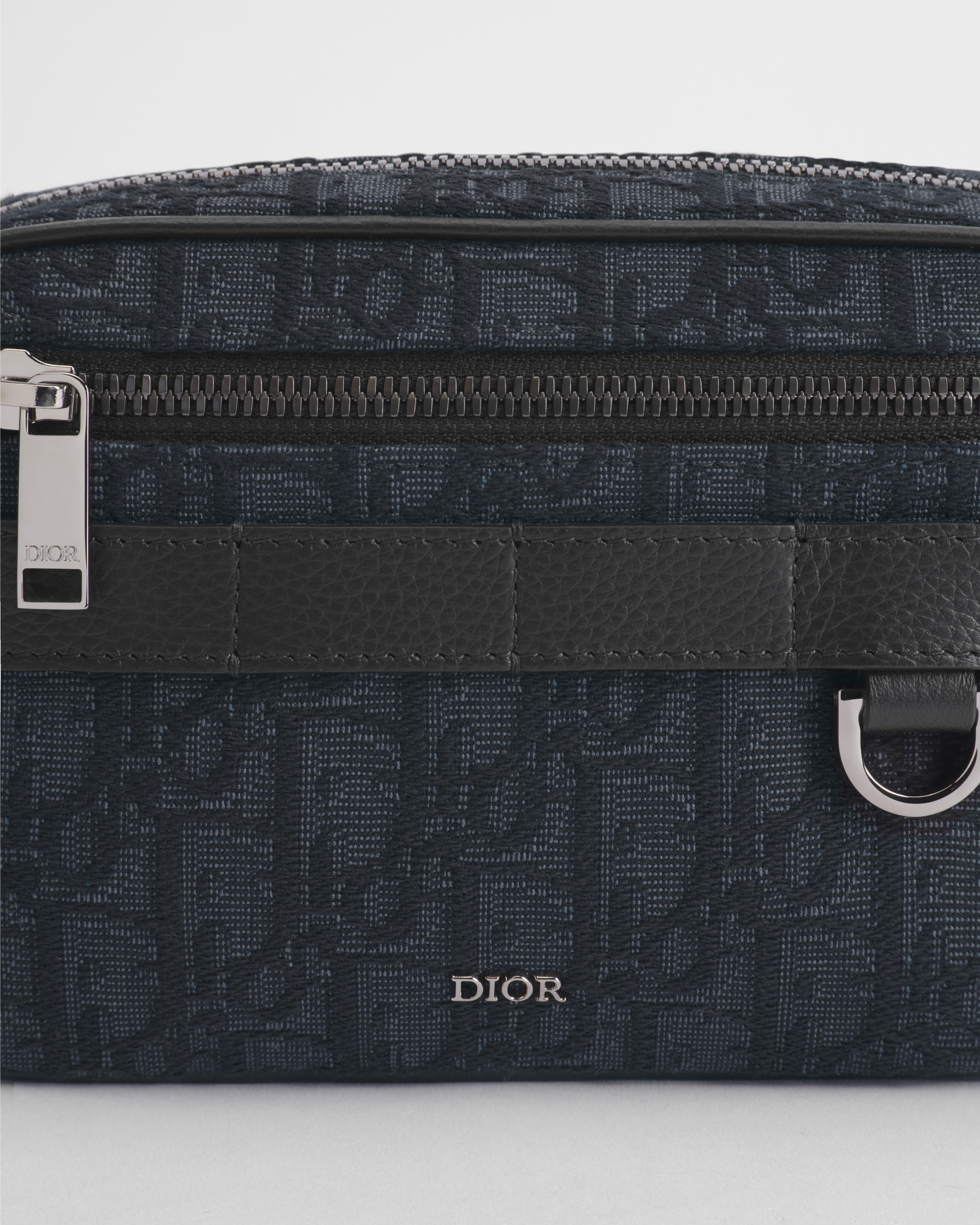 Mini Safari Bag with Strap Black Dior Oblique Jacquard E10