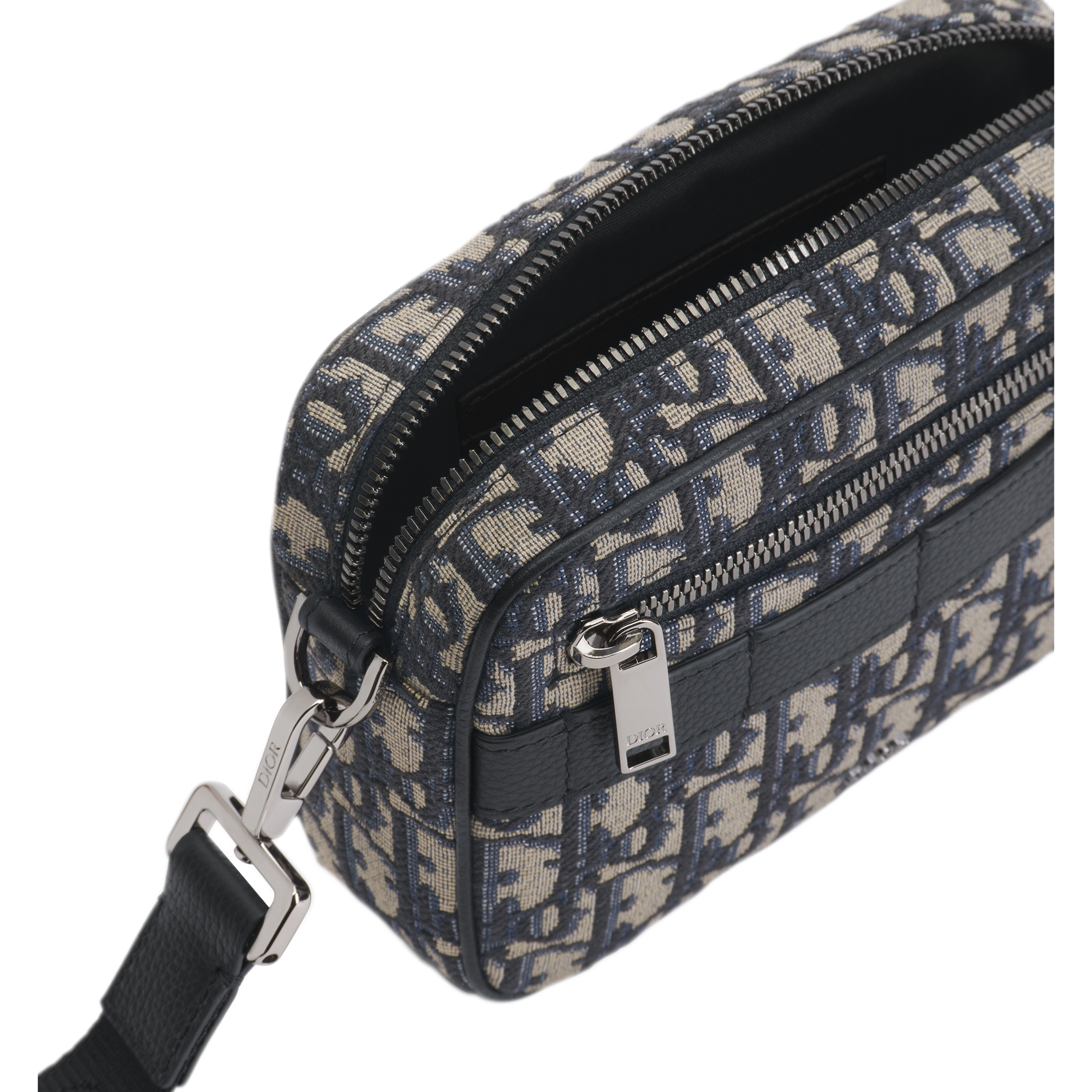 Mini Safari Bag with Strap Beige and Black Dior Oblique Jacquard E06