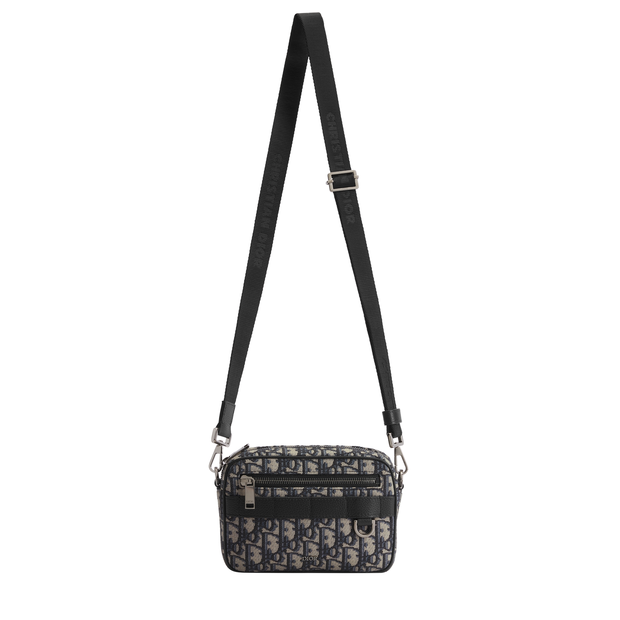 Mini Safari Bag with Strap Beige and Black Dior Oblique Jacquard E07