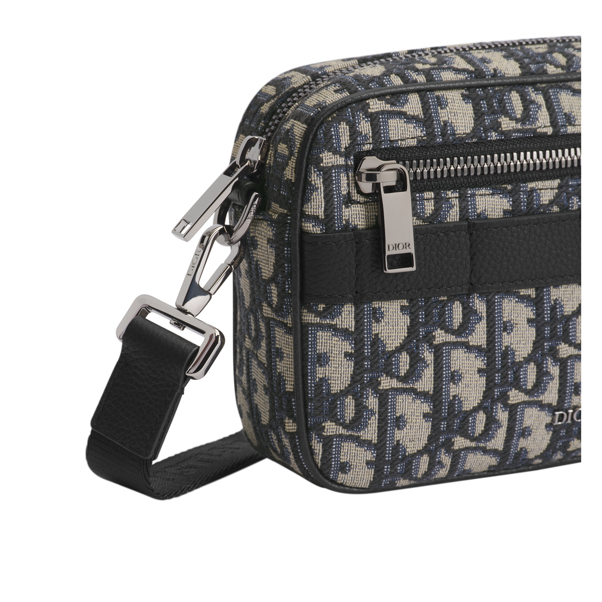 Mini Safari Bag with Strap Beige and Black Dior Oblique Jacquard E09