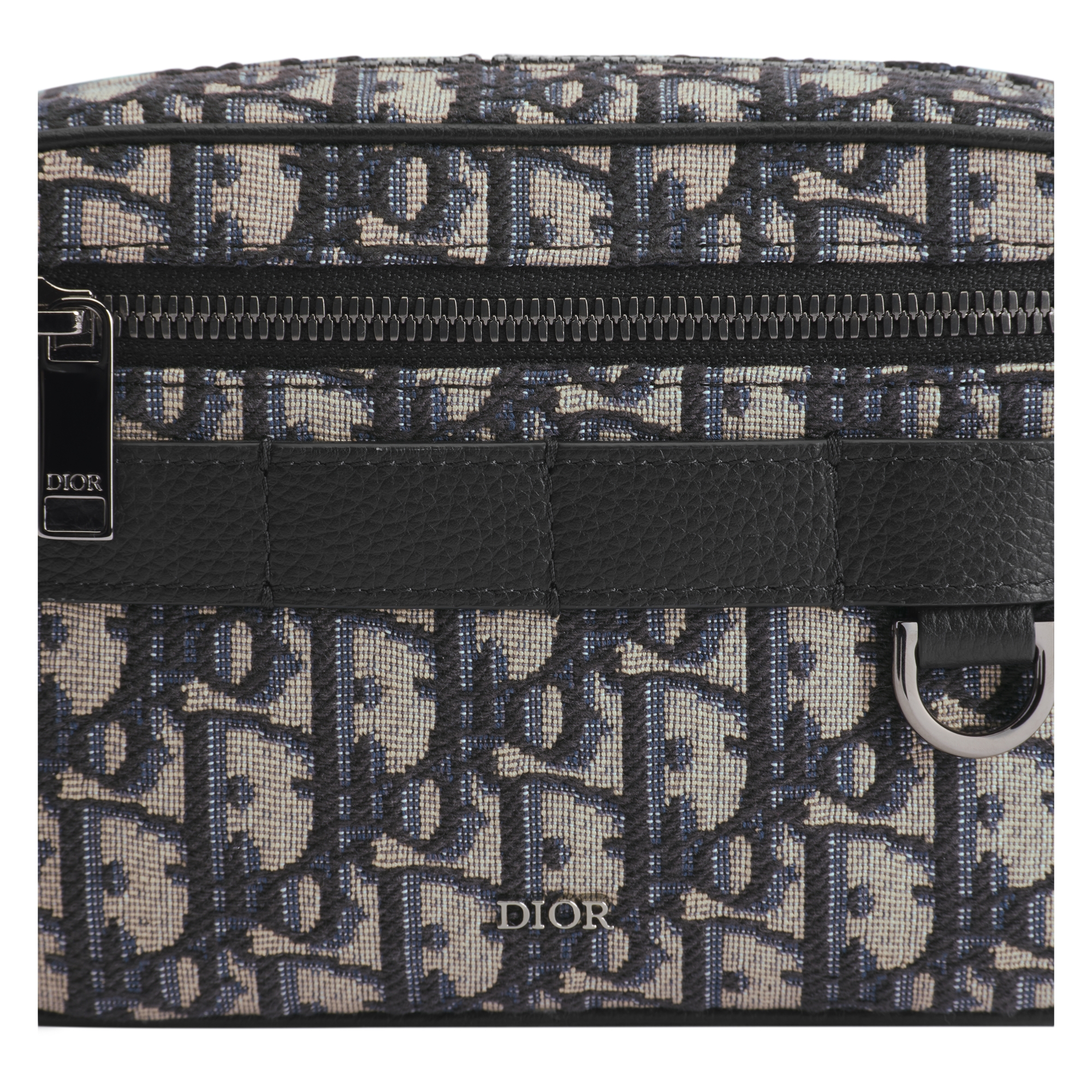 Mini Safari Bag with Strap Beige and Black Dior Oblique Jacquard E10