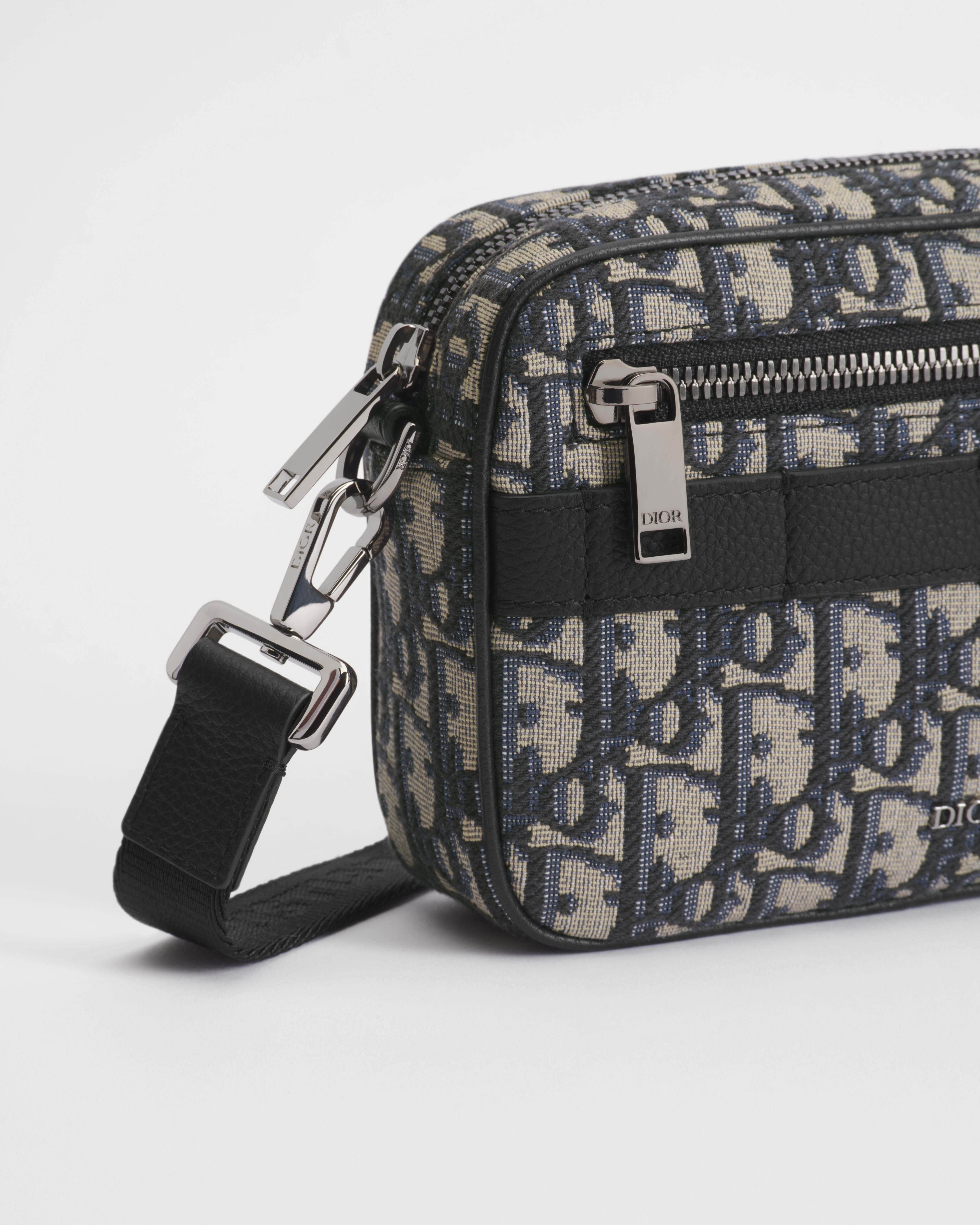 Mini Safari Tasche mit Trageriemen Dior Oblique Jacquard in Beige und Schwarz E09
