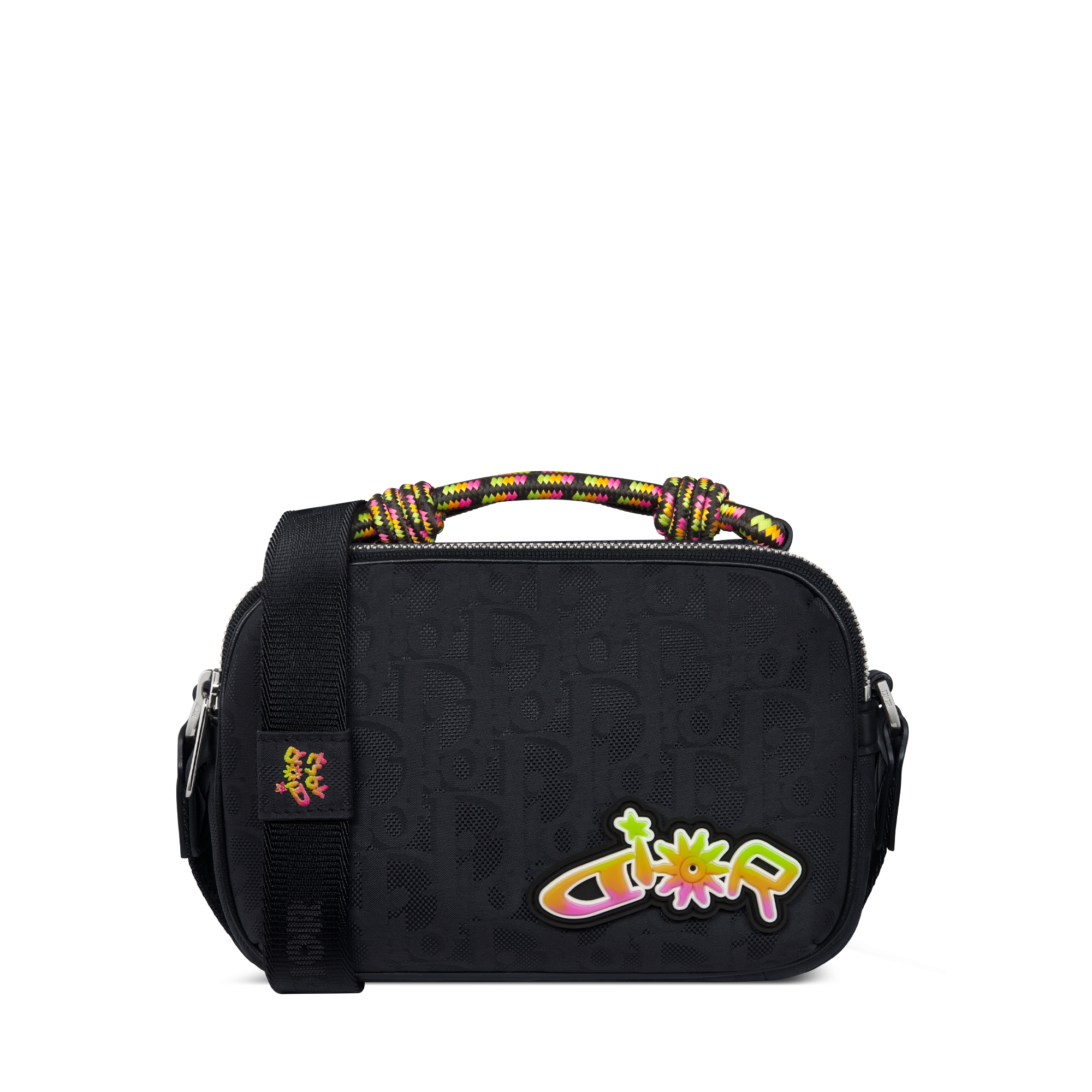 DIOR AND LEWIS HAMILTON 미니 지퍼 백 블랙 Dior Oblique 나일론 E01