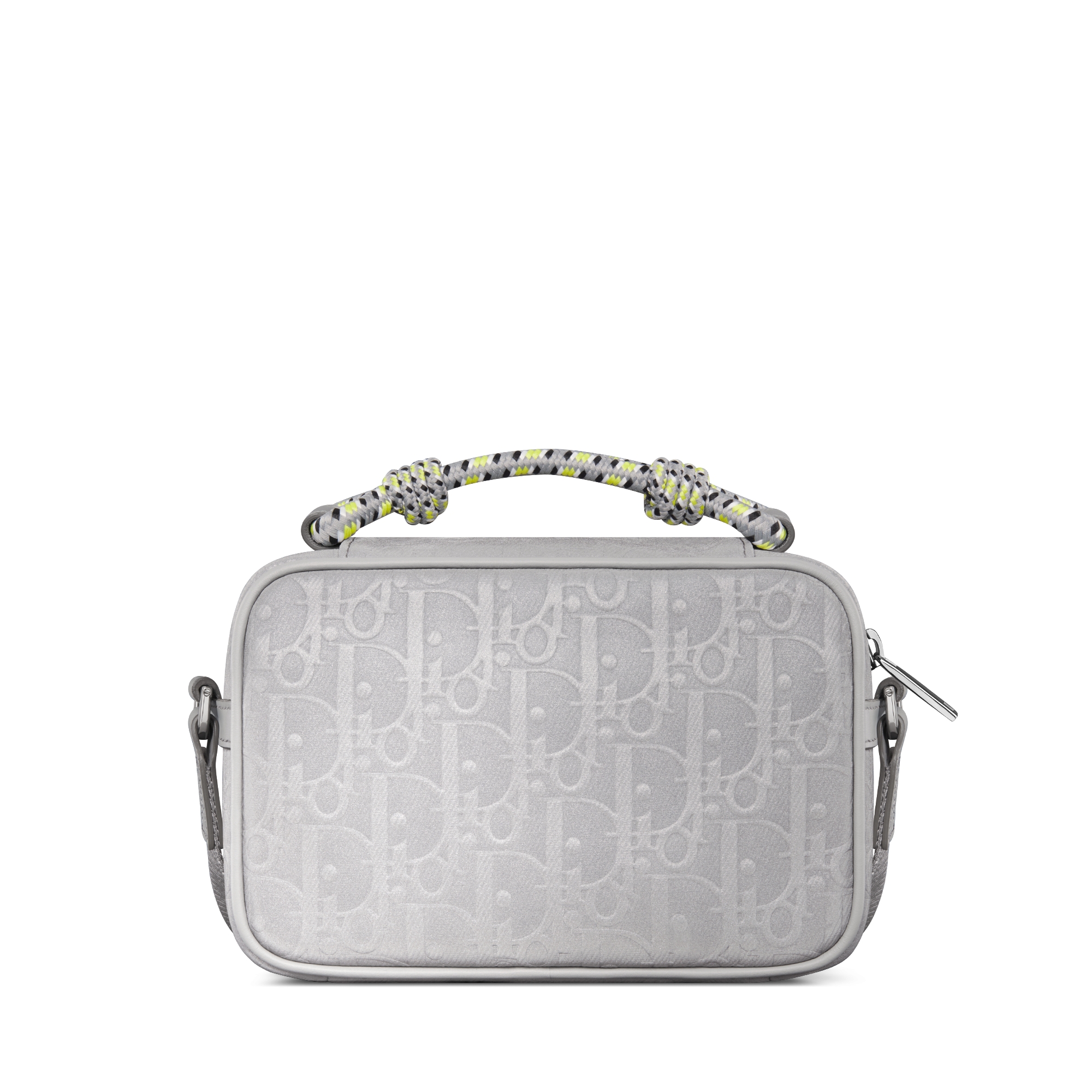 DIOR AND LEWIS HAMILTON 미니 지퍼 백 실버 톤 Dior Oblique 리플렉티브 나일론 E08