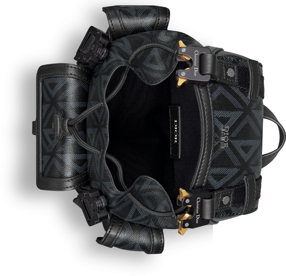 Mini Dior Hit the Road Backpack Black Coated Cotton Canvas with CD