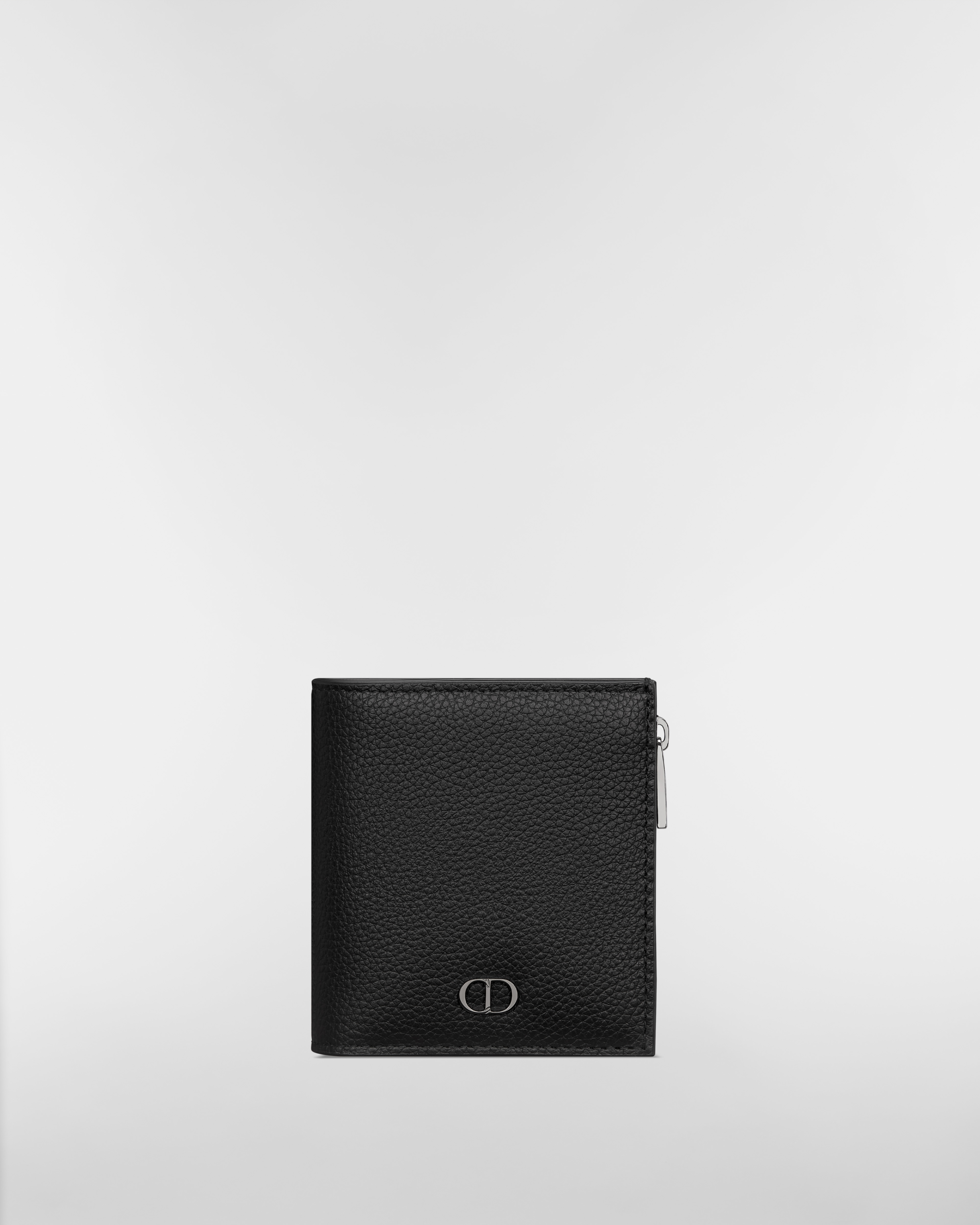 Portefeuille à deux volets CD Icon Cuir de veau grainé noir E01