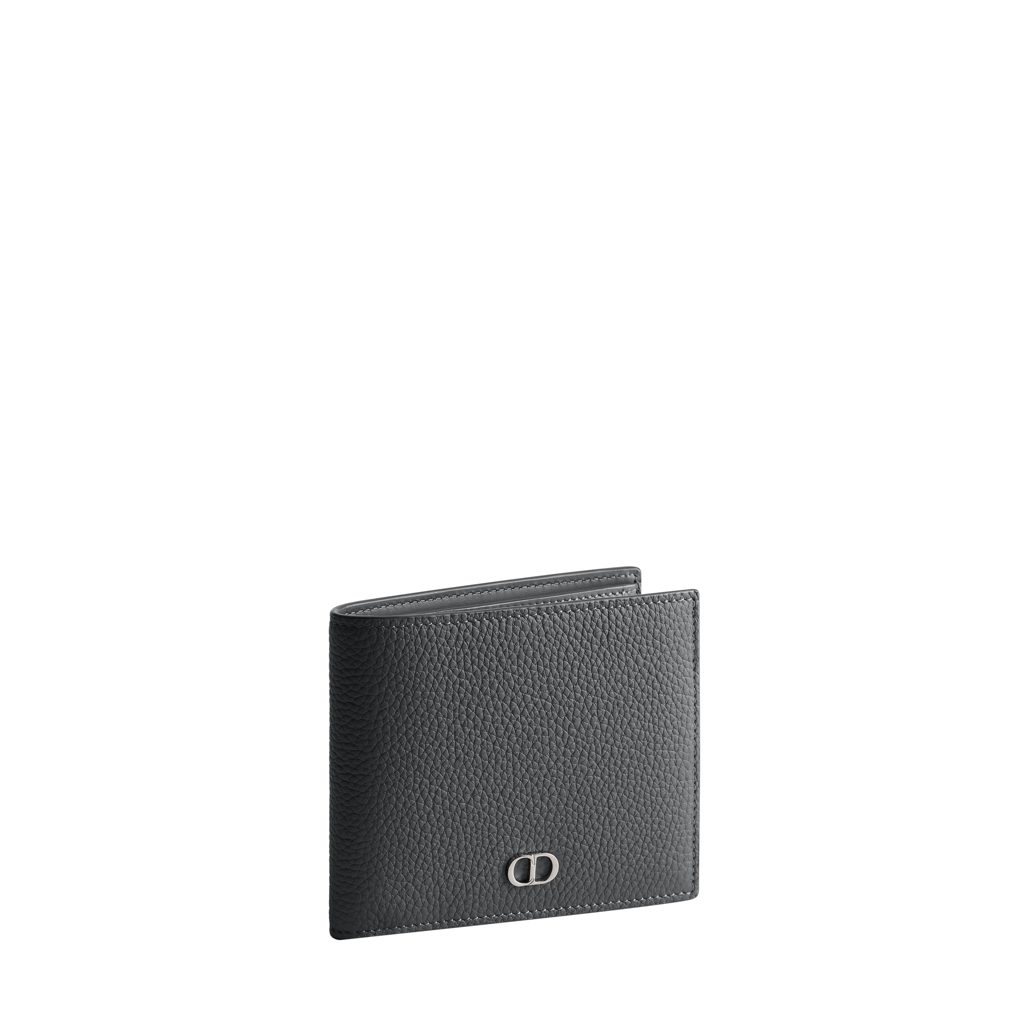 CD Icon Wallet with Coin Pocket Gris Flanelle Grained Calfskin E03