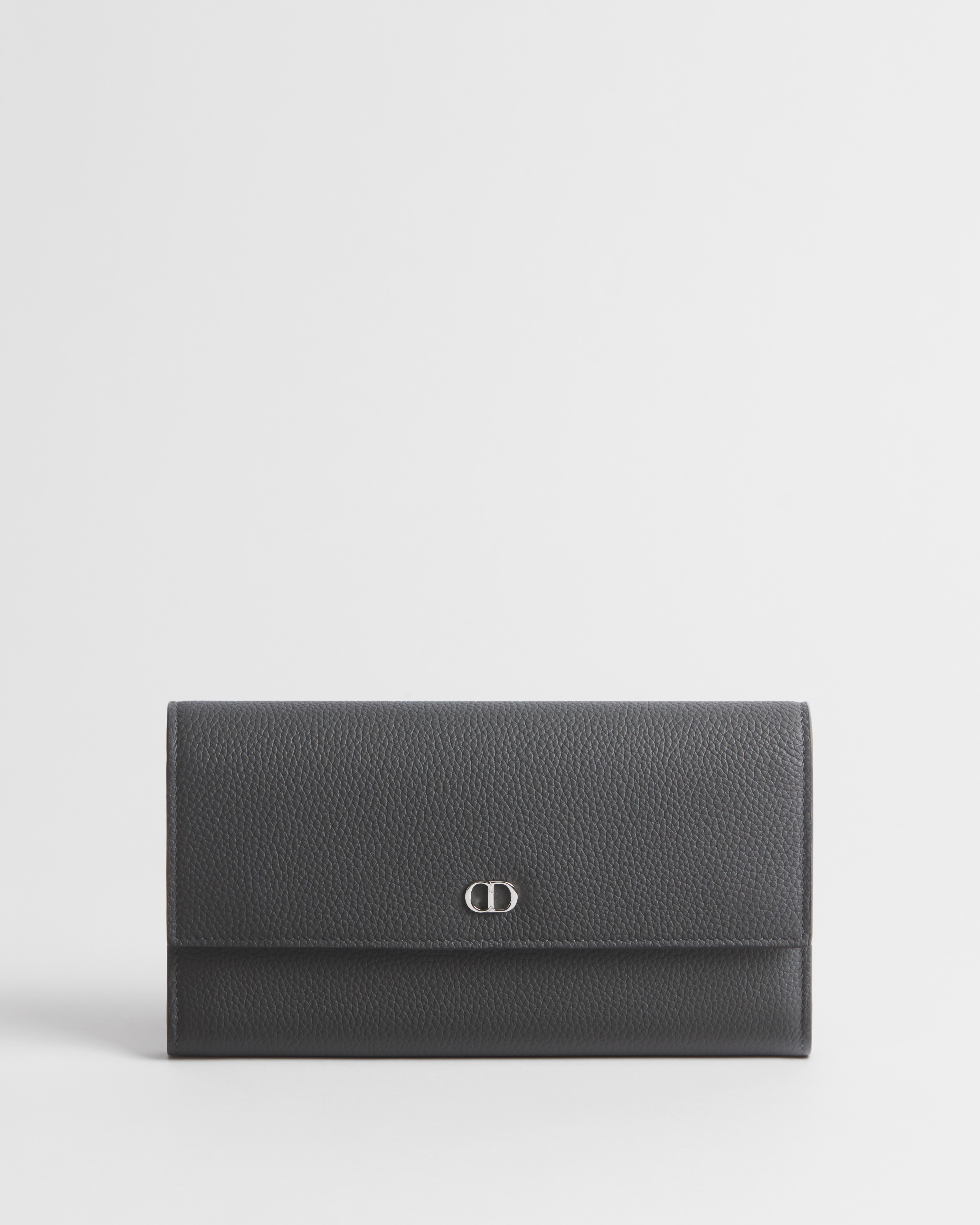 CD 아이콘 플랩 장지갑 그리 플란넬 그레인 카프스킨 E01