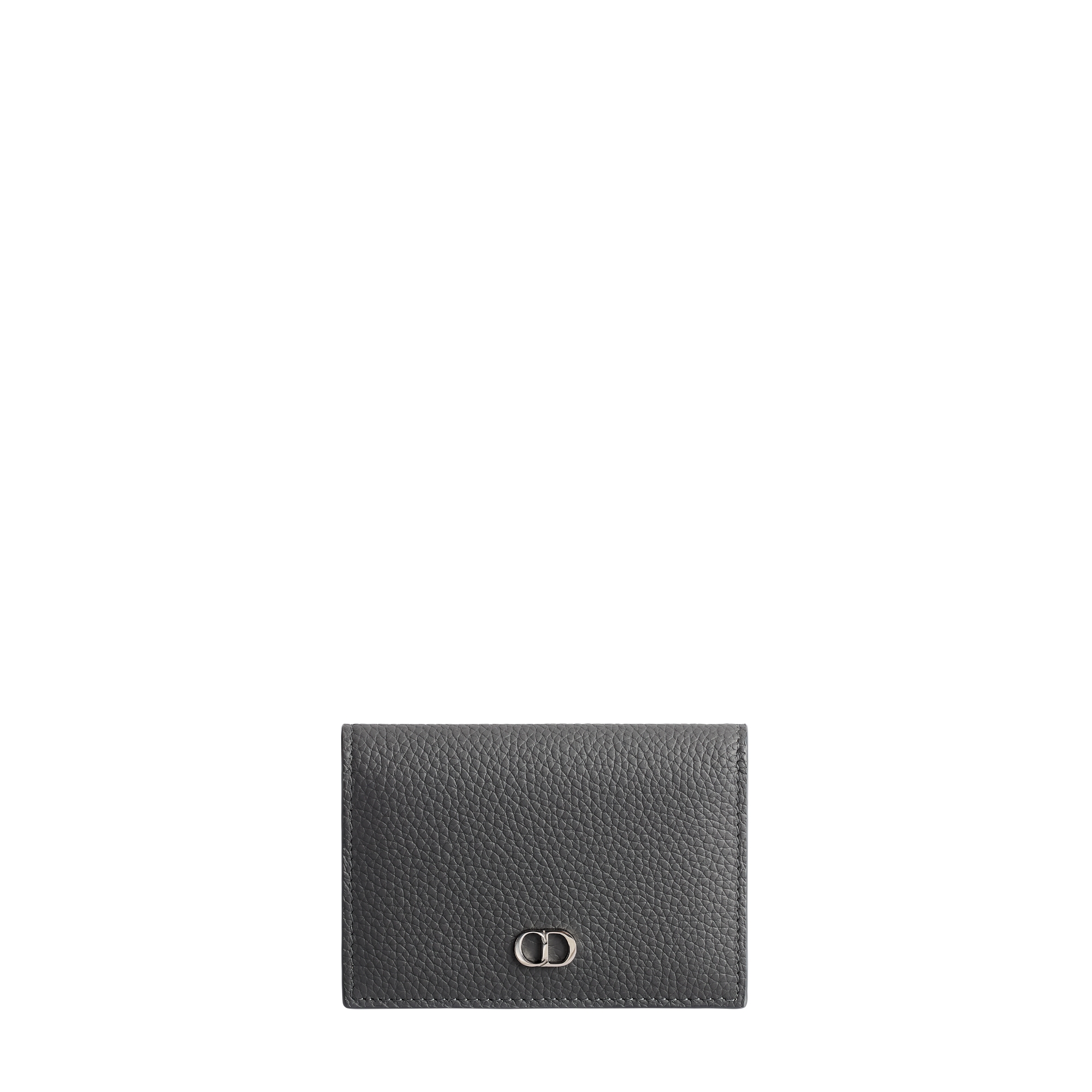 CD Icon Business Card Holder Gris Flanelle Grained Calfskin E01