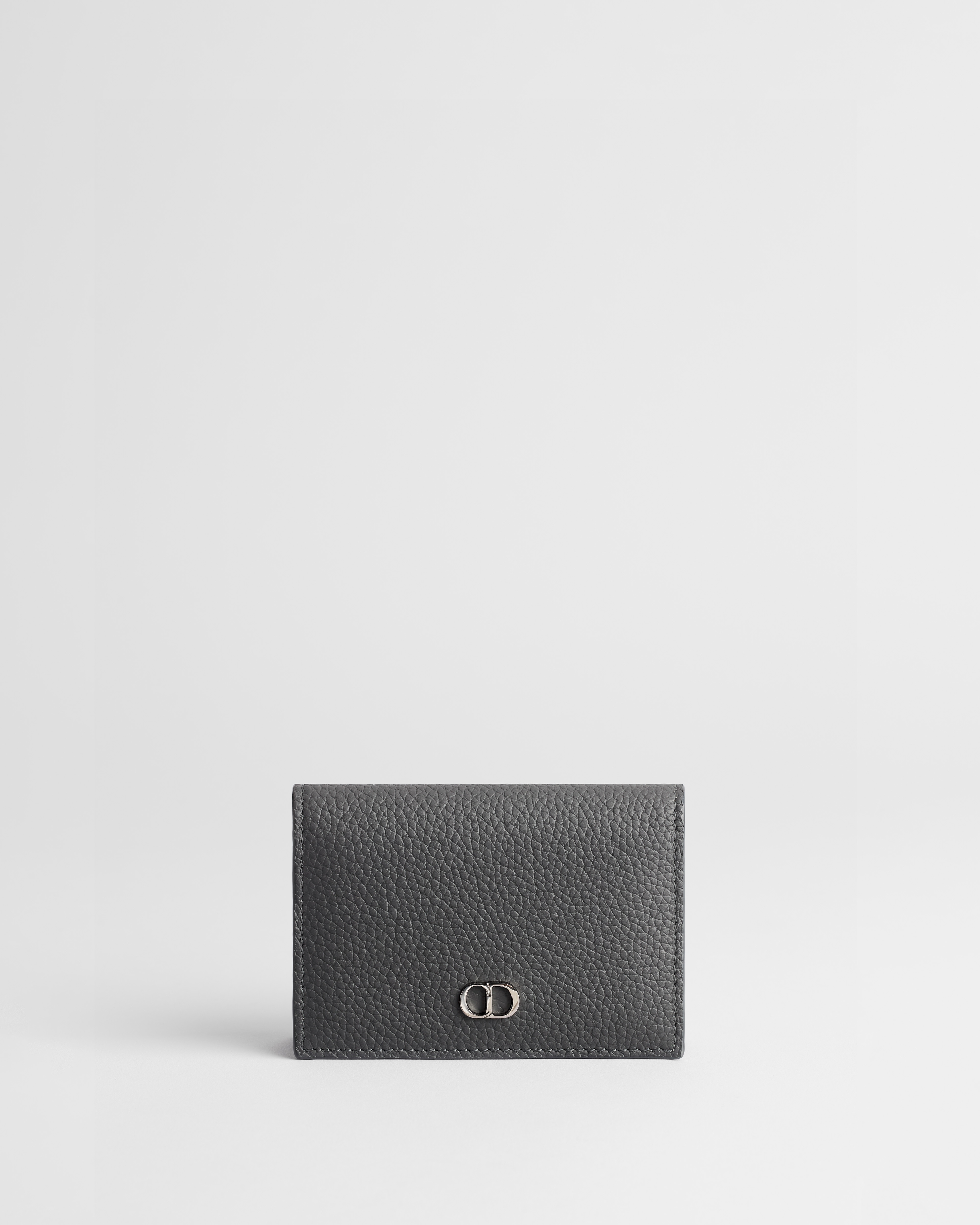 CD Icon Business Card Holder Gris Flanelle Grained Calfskin E01