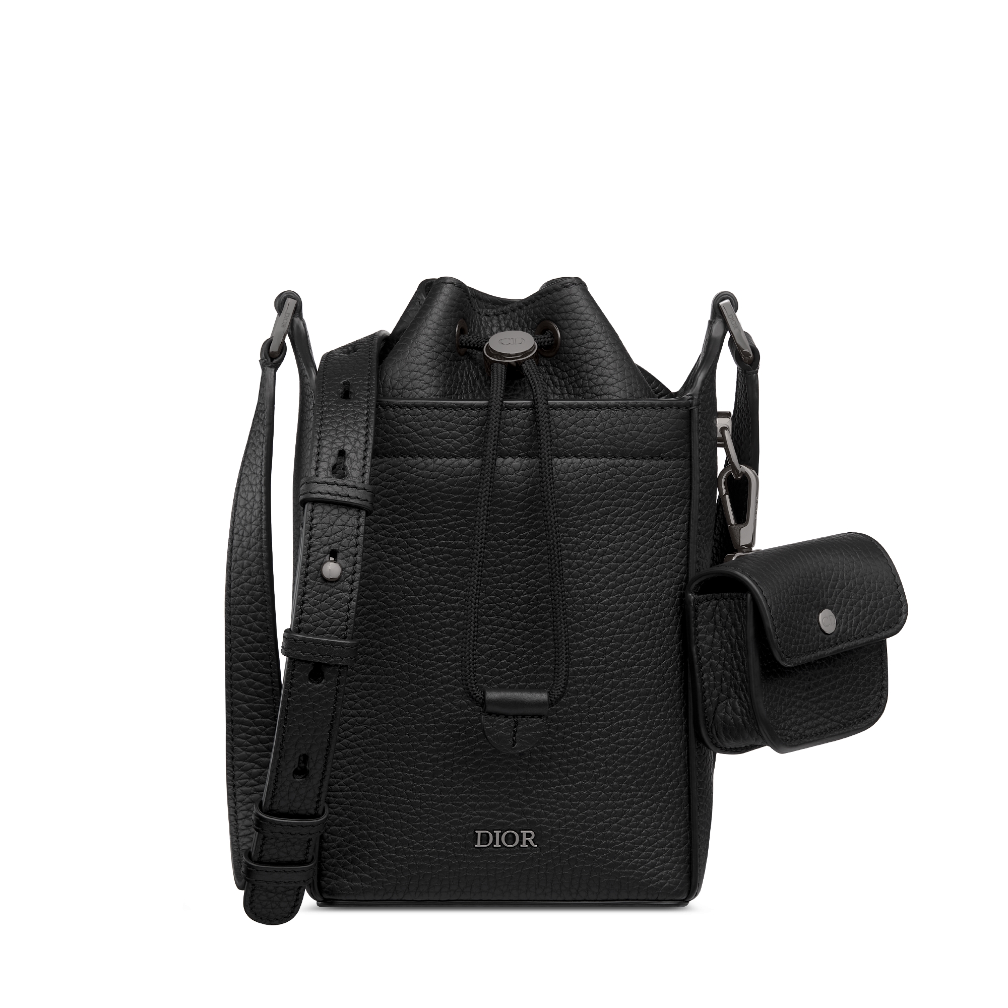 Mini sac Bucket Cuir de veau grainé noir E01