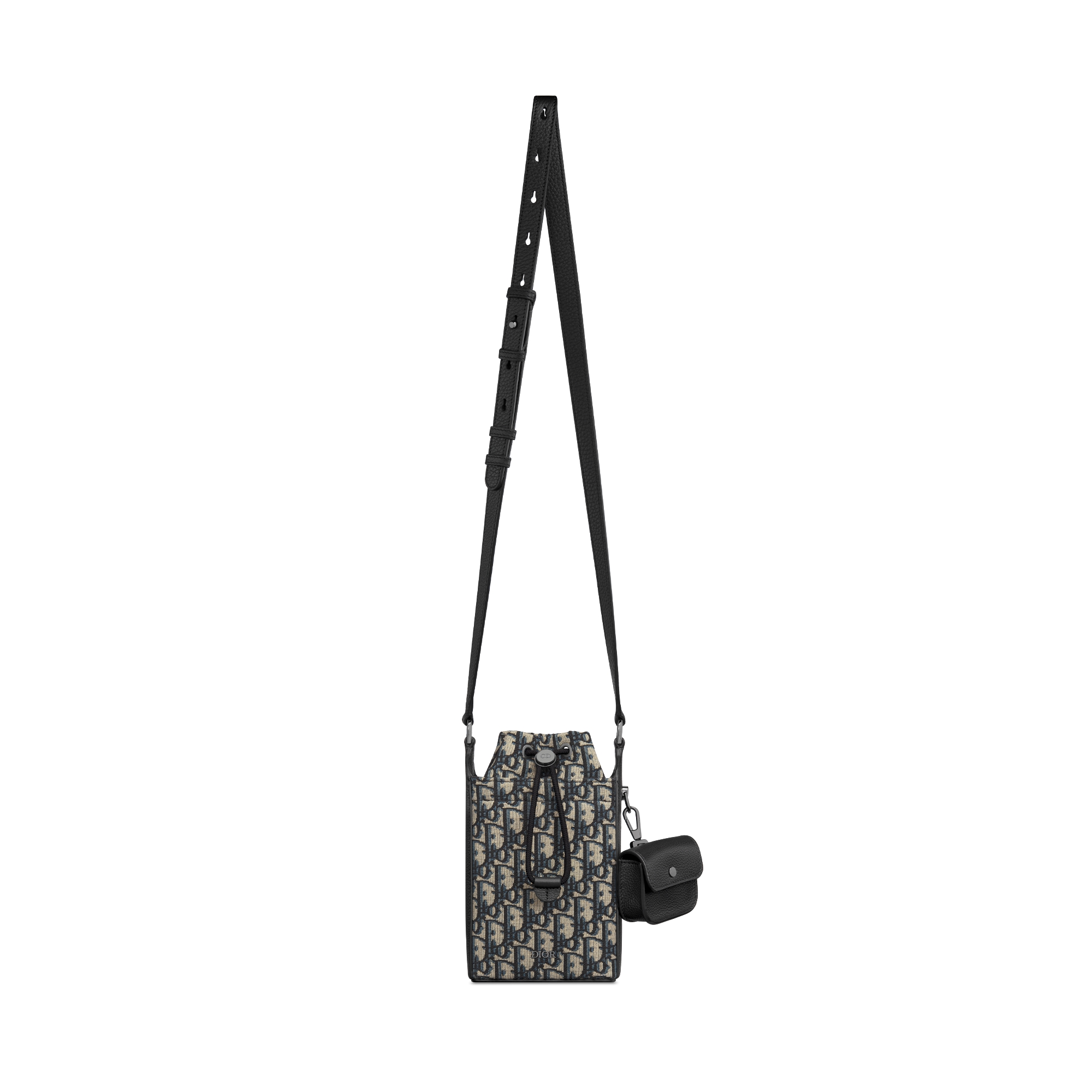 Mini Bucket Bag Beige and Black Dior Oblique Jacquard with Black Grained Calfskin E07
