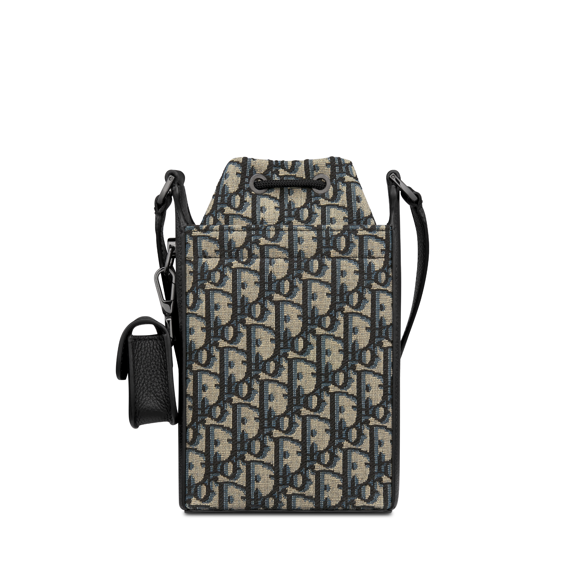 Mini Bucket Bag Beige and Black Dior Oblique Jacquard with Black Grained Calfskin E08