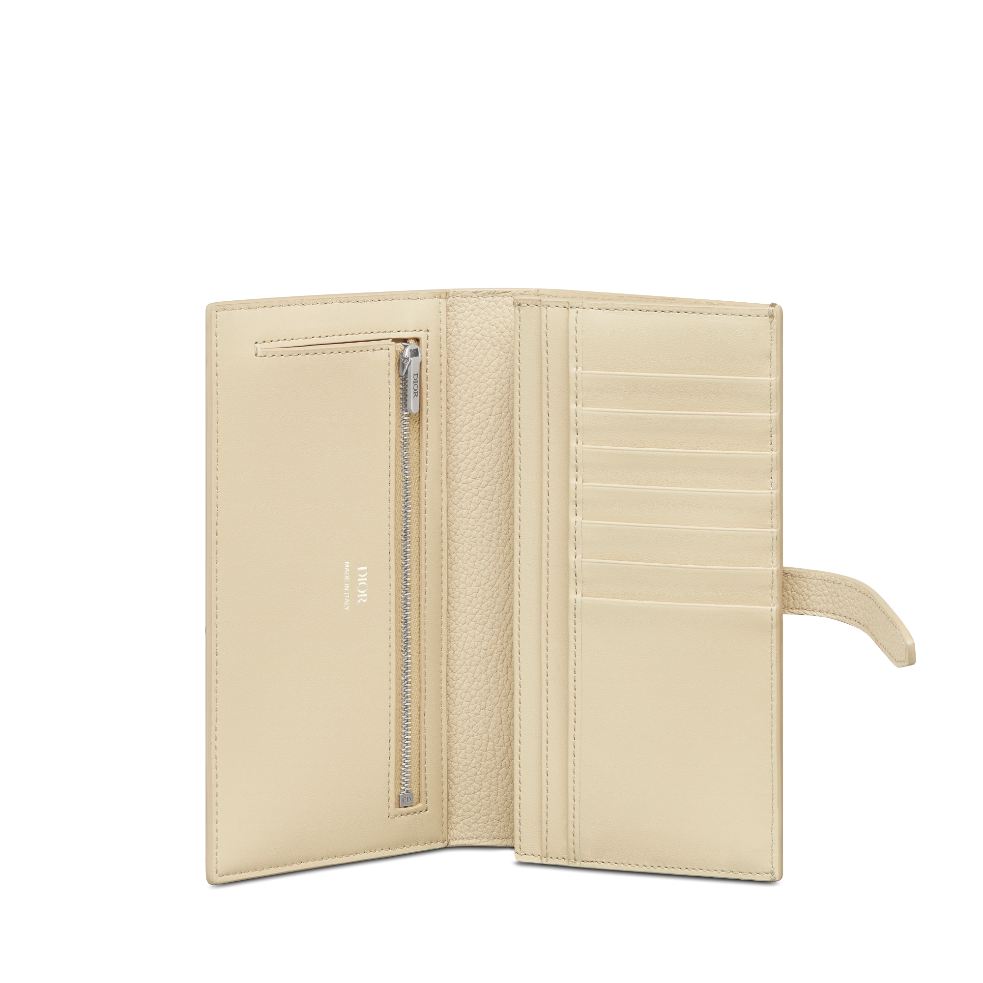 Dior Normandie Vertical Bifold Wallet Beige Dior Icons Calfskin E07