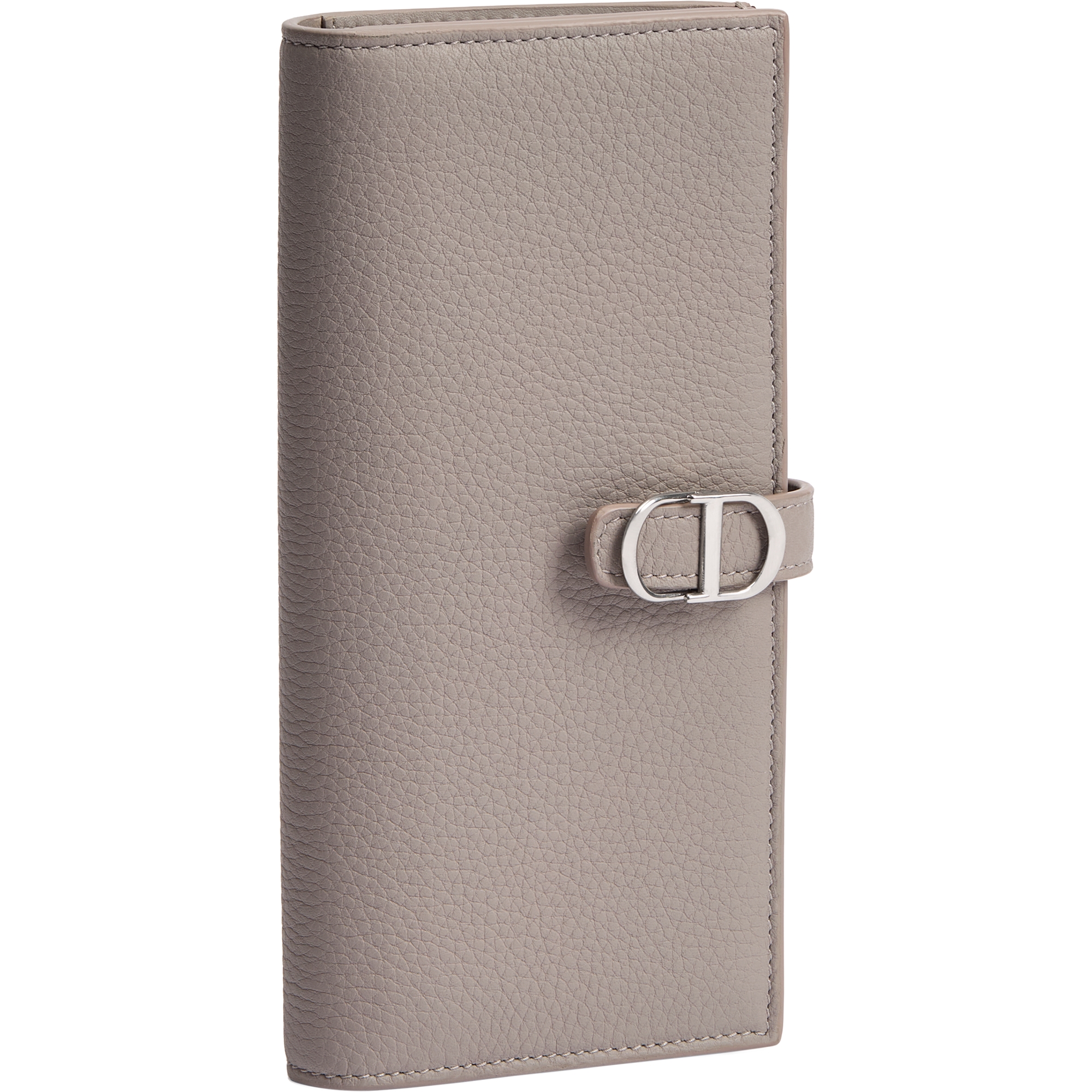 Dior Normandie Long Bifold Wallet Gris Trianon Grained Calfskin E03