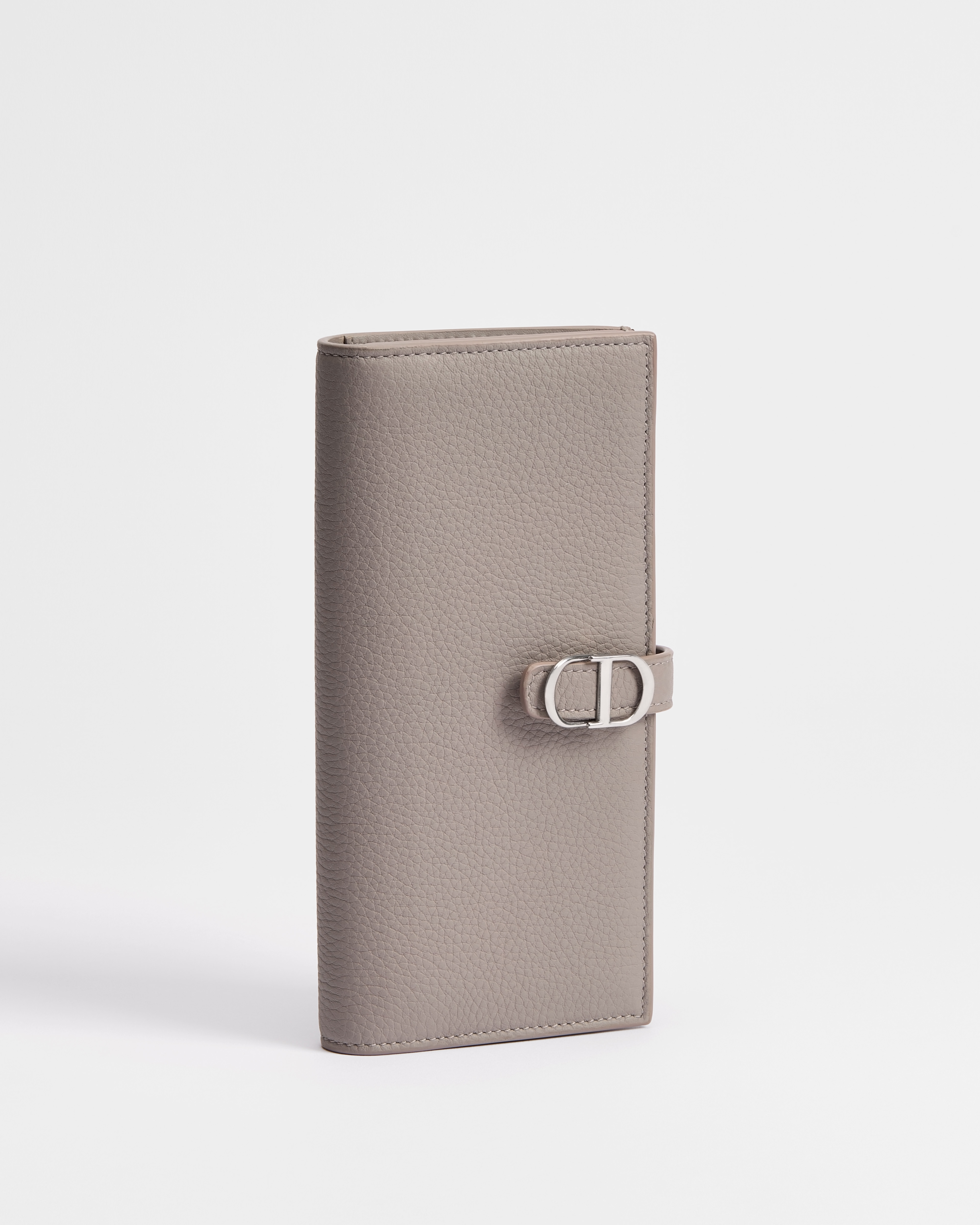 Dior Normandie Long Bifold Wallet Gris Trianon Grained Calfskin E03