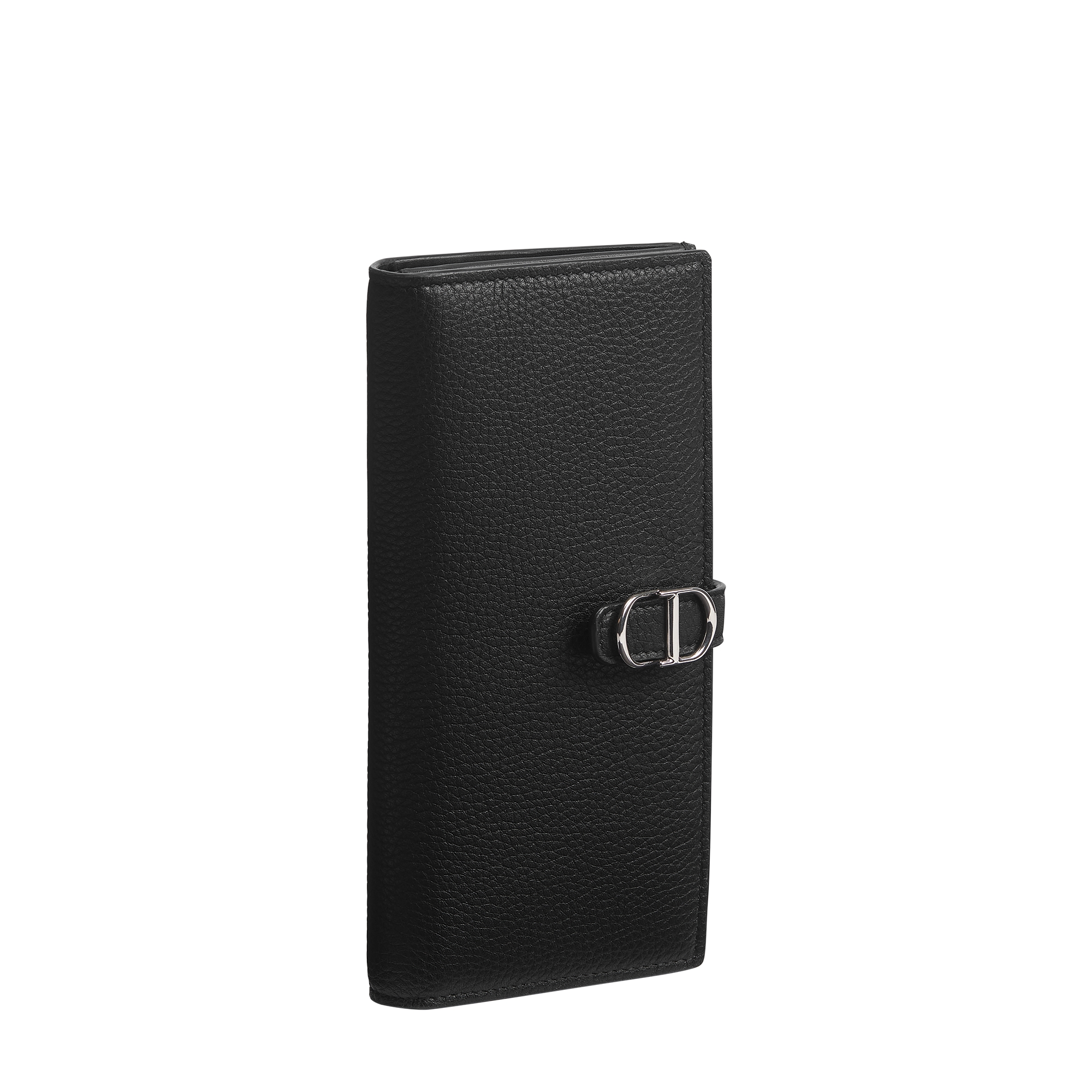 Dior Normandie Long Bifold Wallet Black Grained Calfskin E03