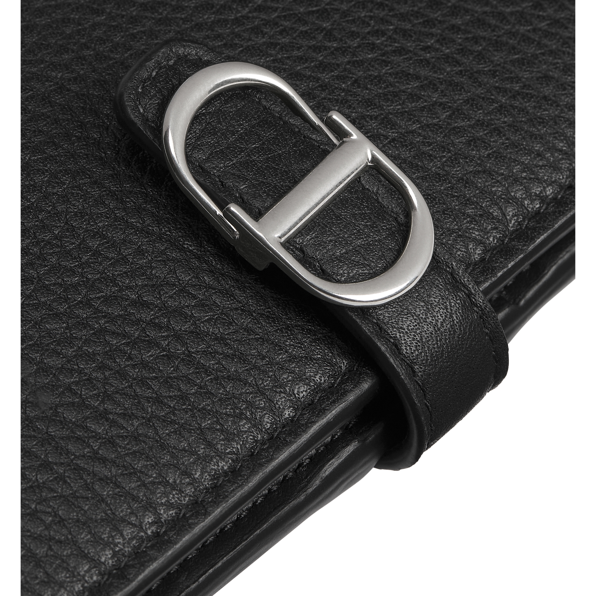 Dior Normandie Long Bifold Wallet Black Grained Calfskin E09