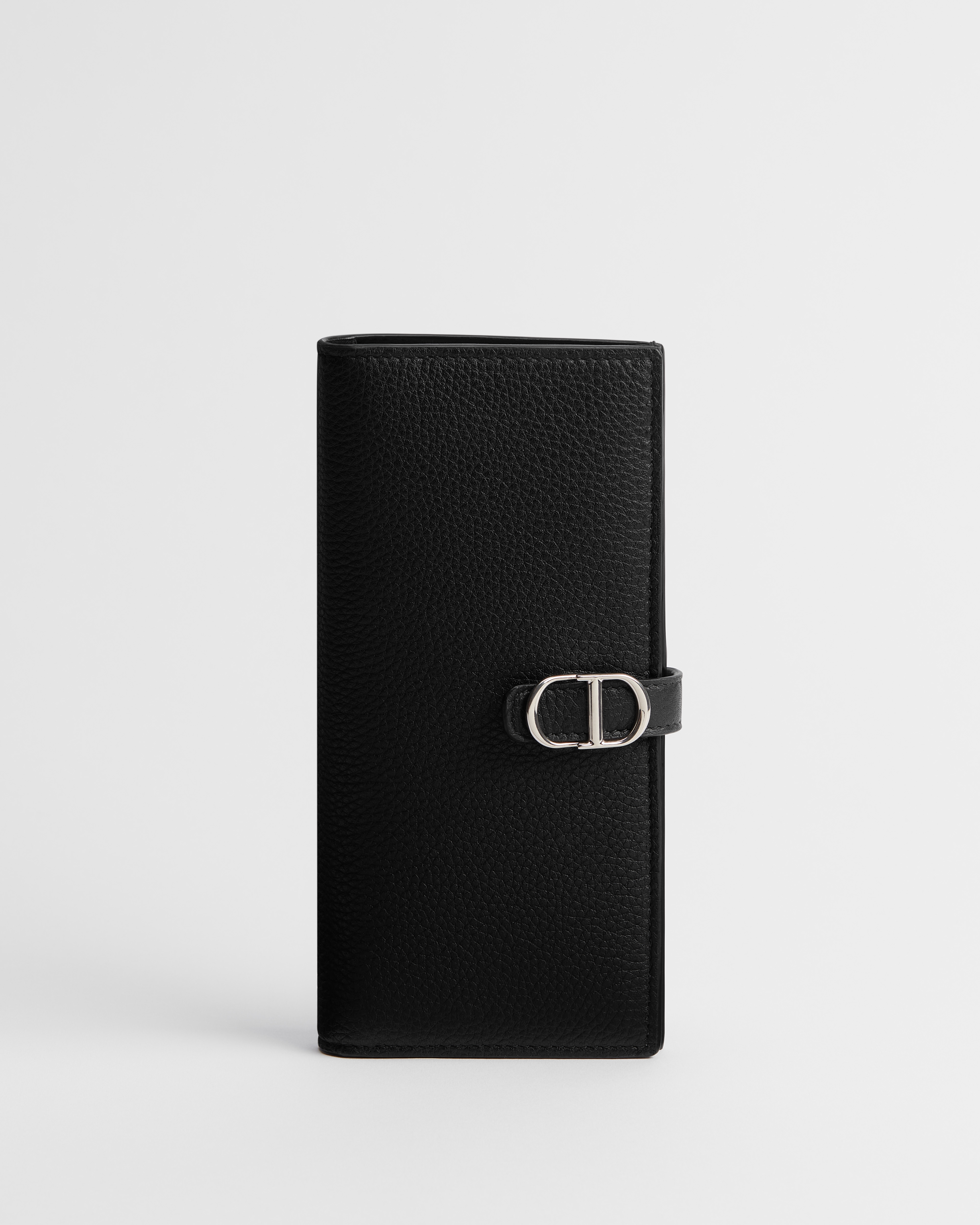Dior Normandie Long Bifold Wallet Black Grained Calfskin E01