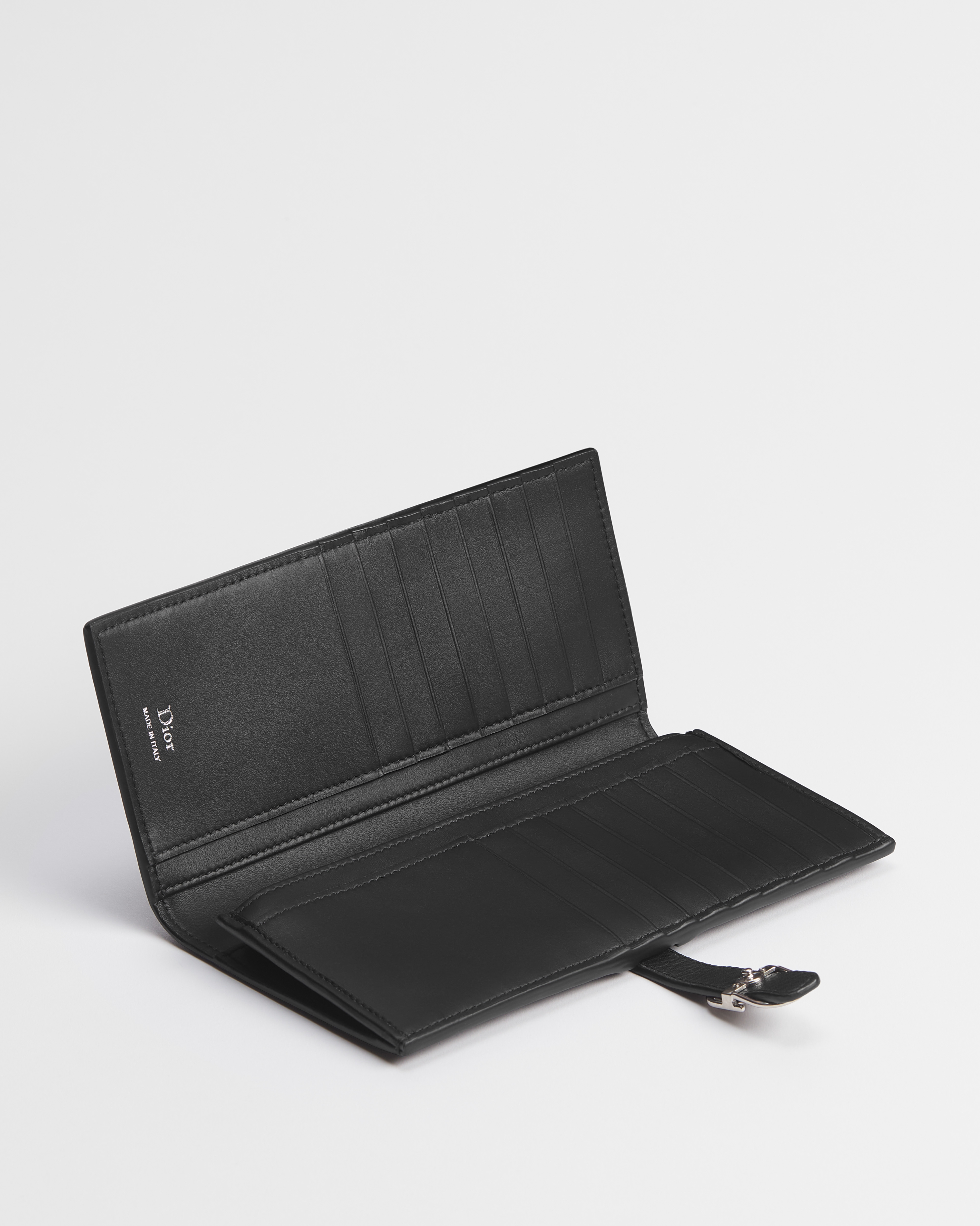 Dior Normandie Long Bifold Wallet Black Grained Calfskin E07