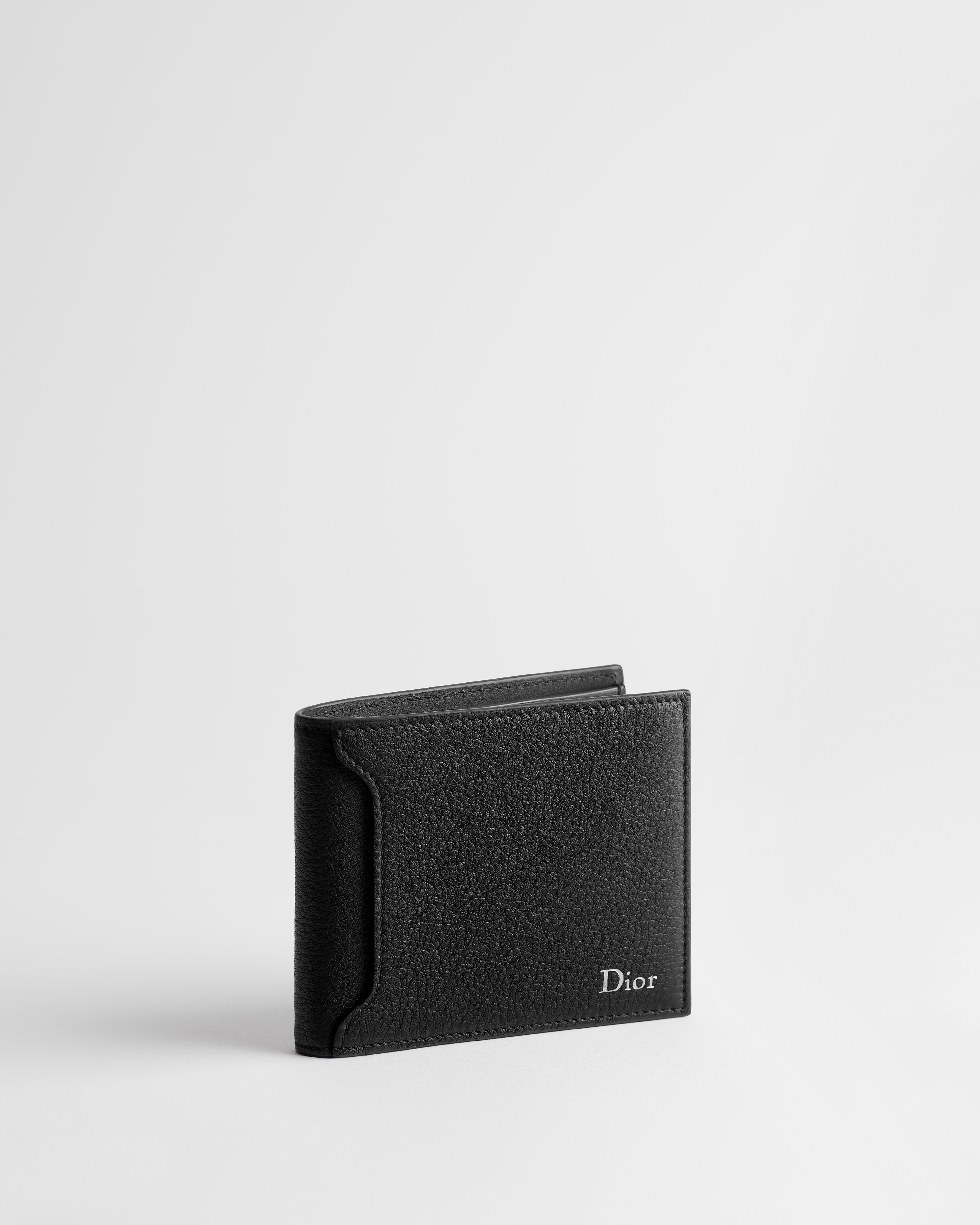 Dior Archie Portemonnaie mit Münztasche Genarbtes Kalbsleder in Schwarz E03