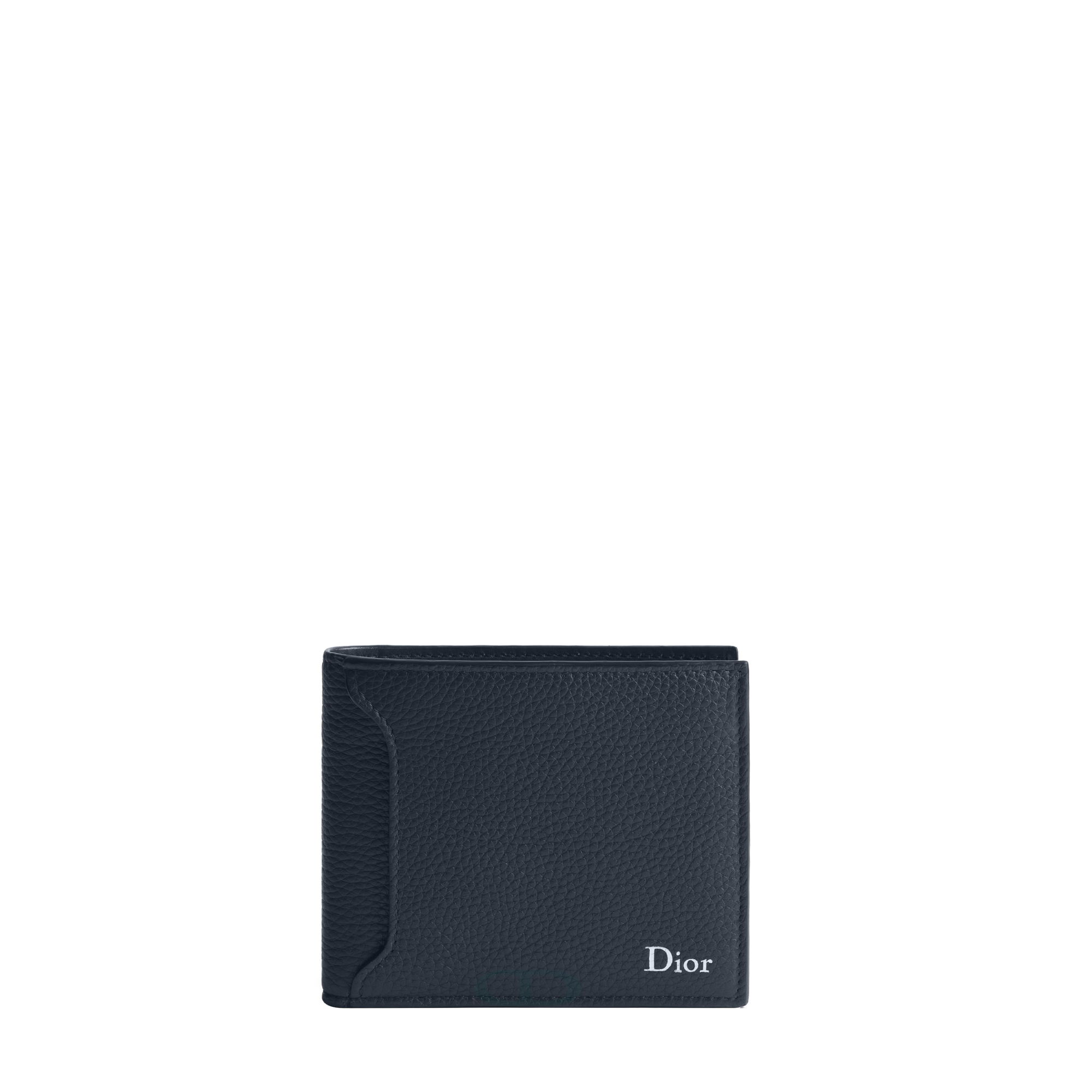 Dior Archie Bifold Wallet Navy Blue Grained Calfskin E01