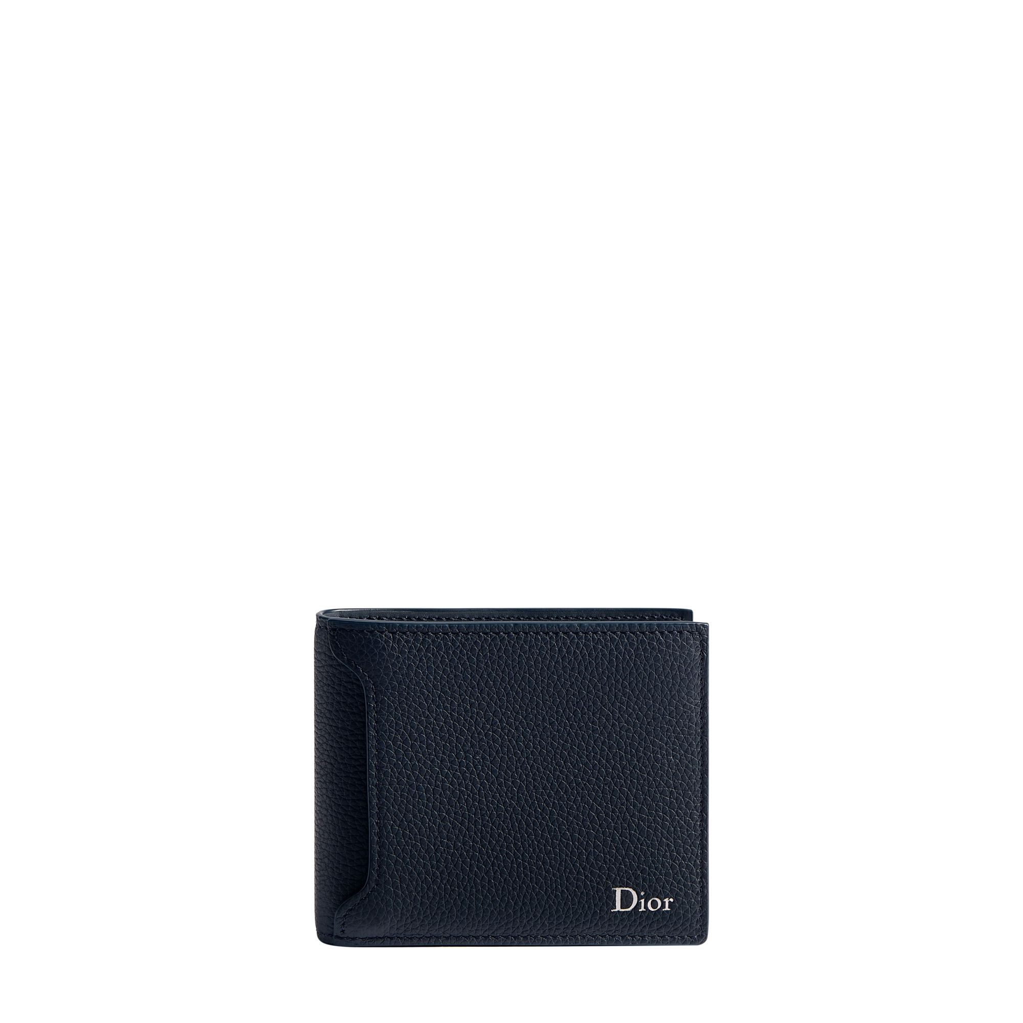 Dior Archie Bifold Wallet Navy Blue Grained Calfskin E01