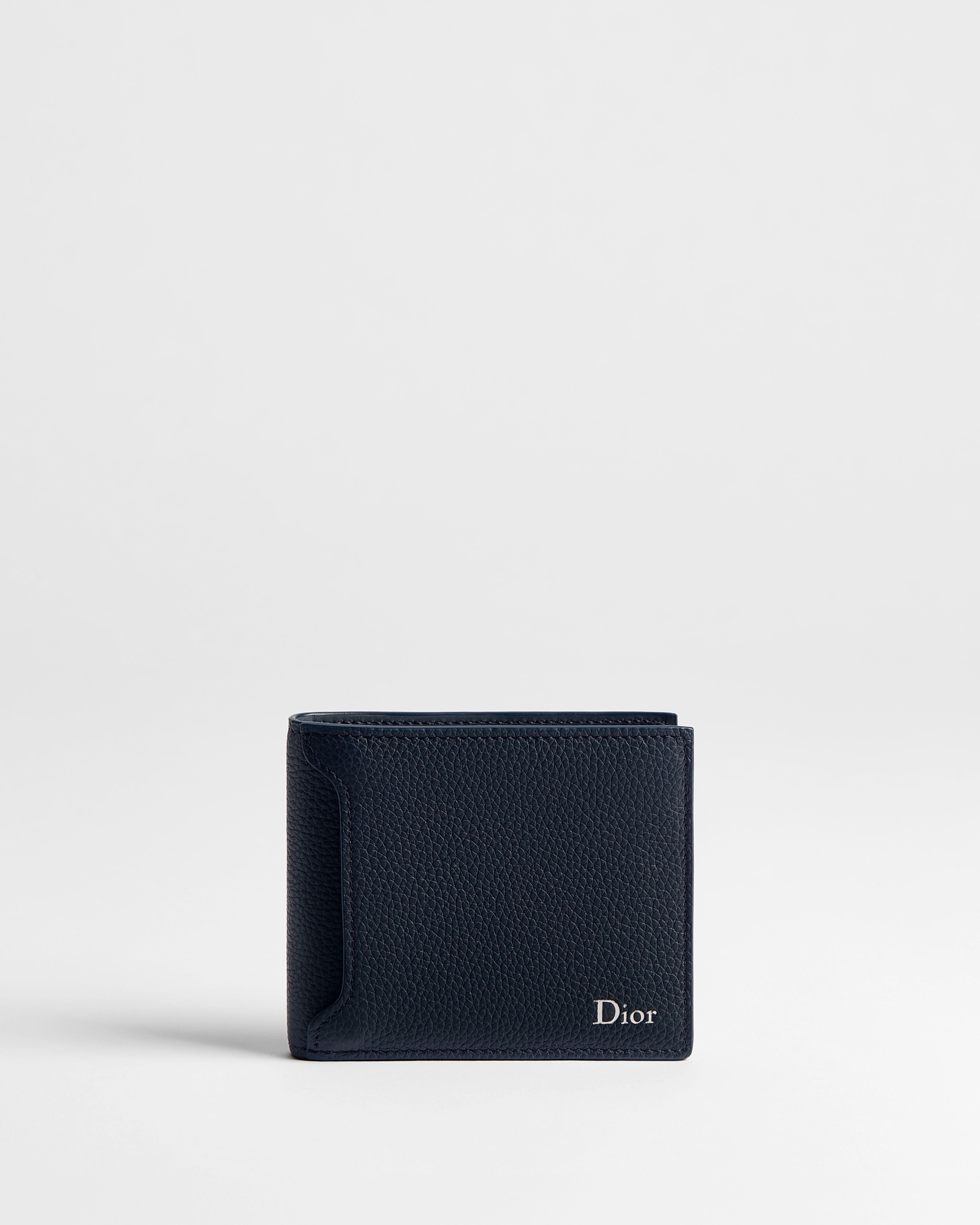 Dior Archie Bifold Wallet Navy Blue Grained Calfskin E01
