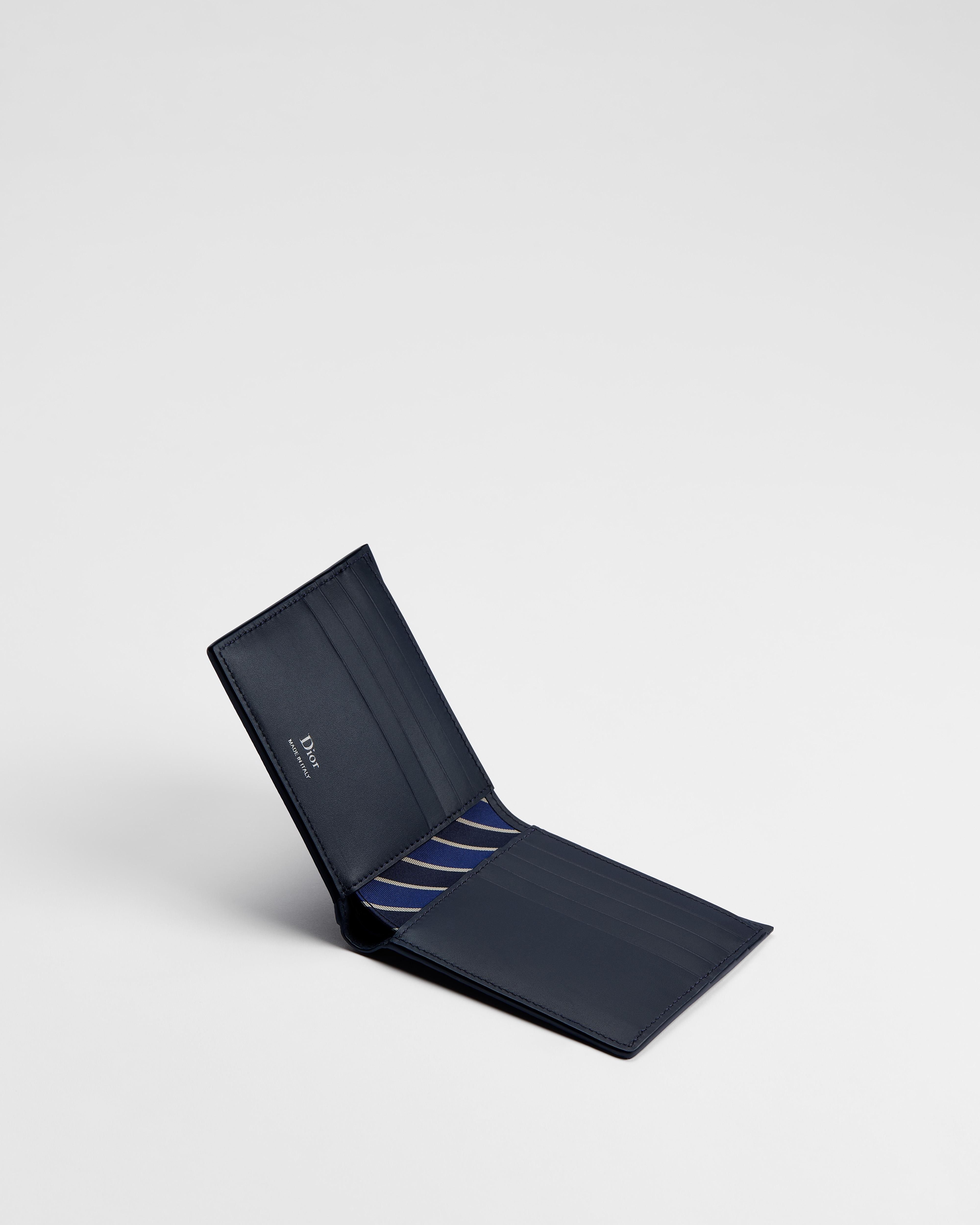 Dior Archie Bifold Wallet Navy Blue Grained Calfskin E06