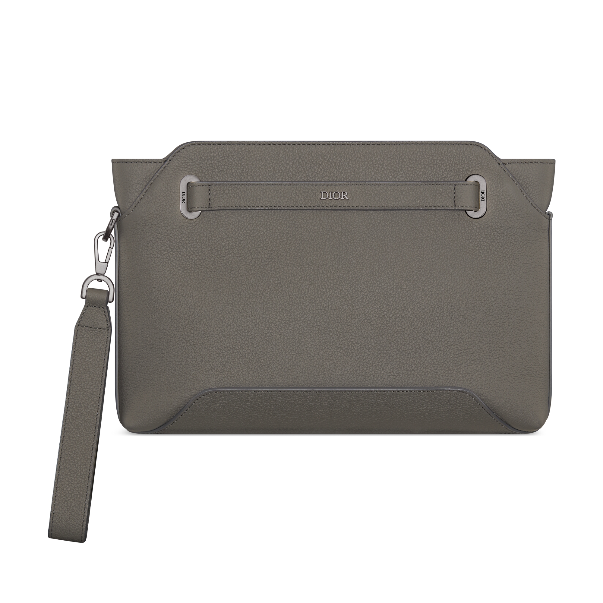 Dior Normandie A5 트라이앵글 파우치 그레이 Dior Icons 송아지 가죽 E01