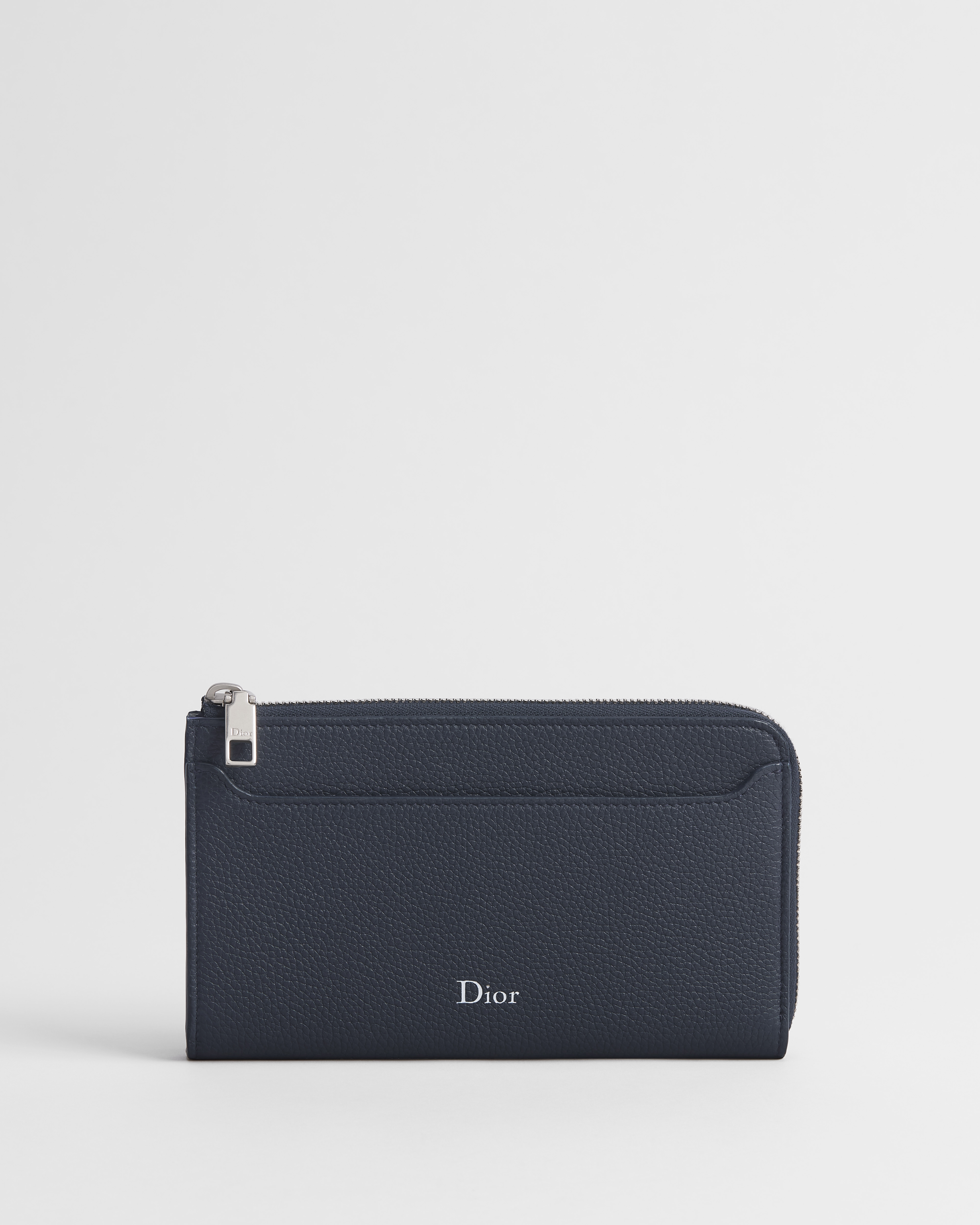 Dior Archie Zipped Pouch Navy Blue Grained Calfskin E01