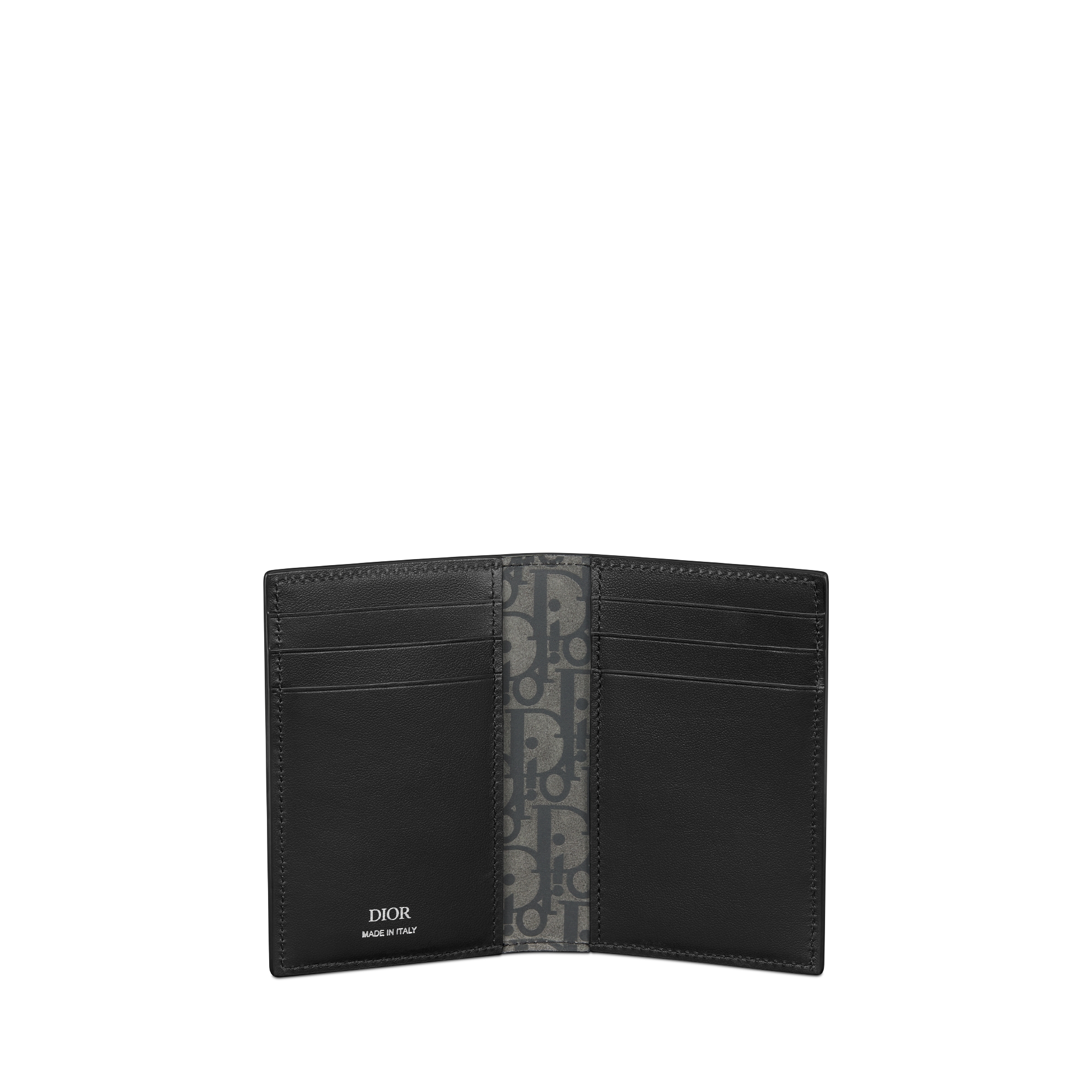 Dior Privé 直式兩摺型卡片套 黑色 Dior Icons 小牛皮 E07