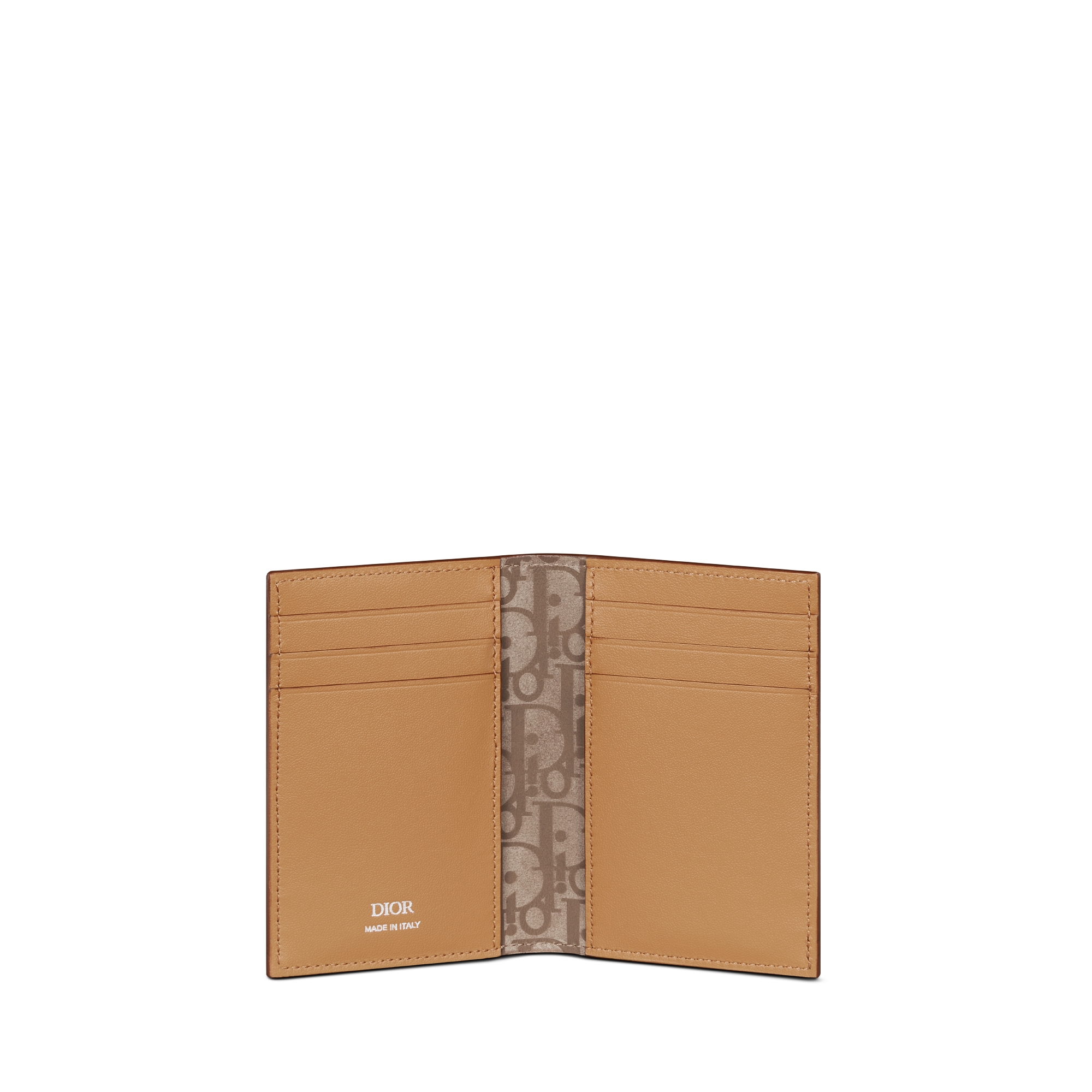 Verticale bifold Dior Privé-kaarthouder Bruin Dior Icons-kalfsleer E07