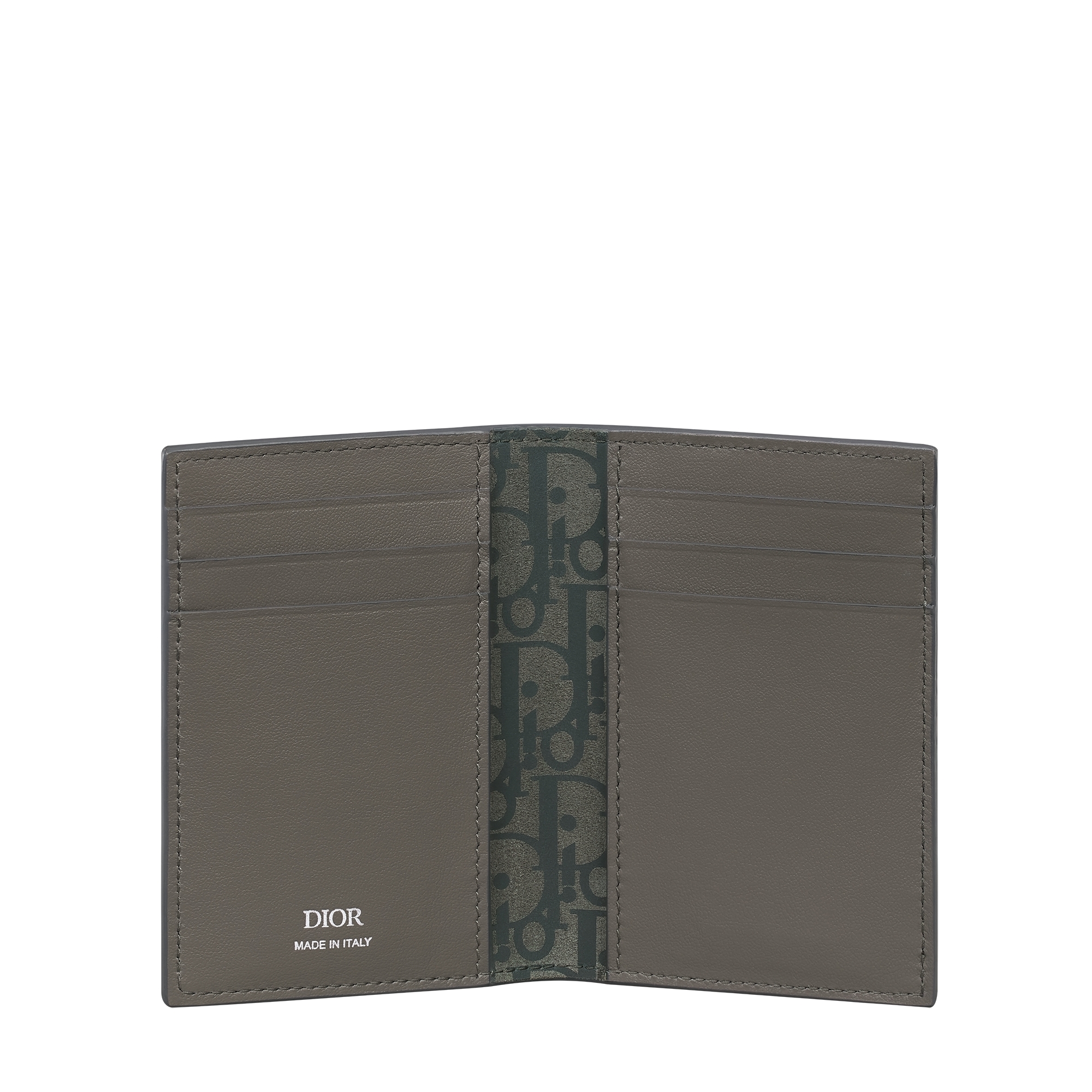 Dior Privé Vertical Bifold Card Holder Gray Dior Icons Calfskin E07