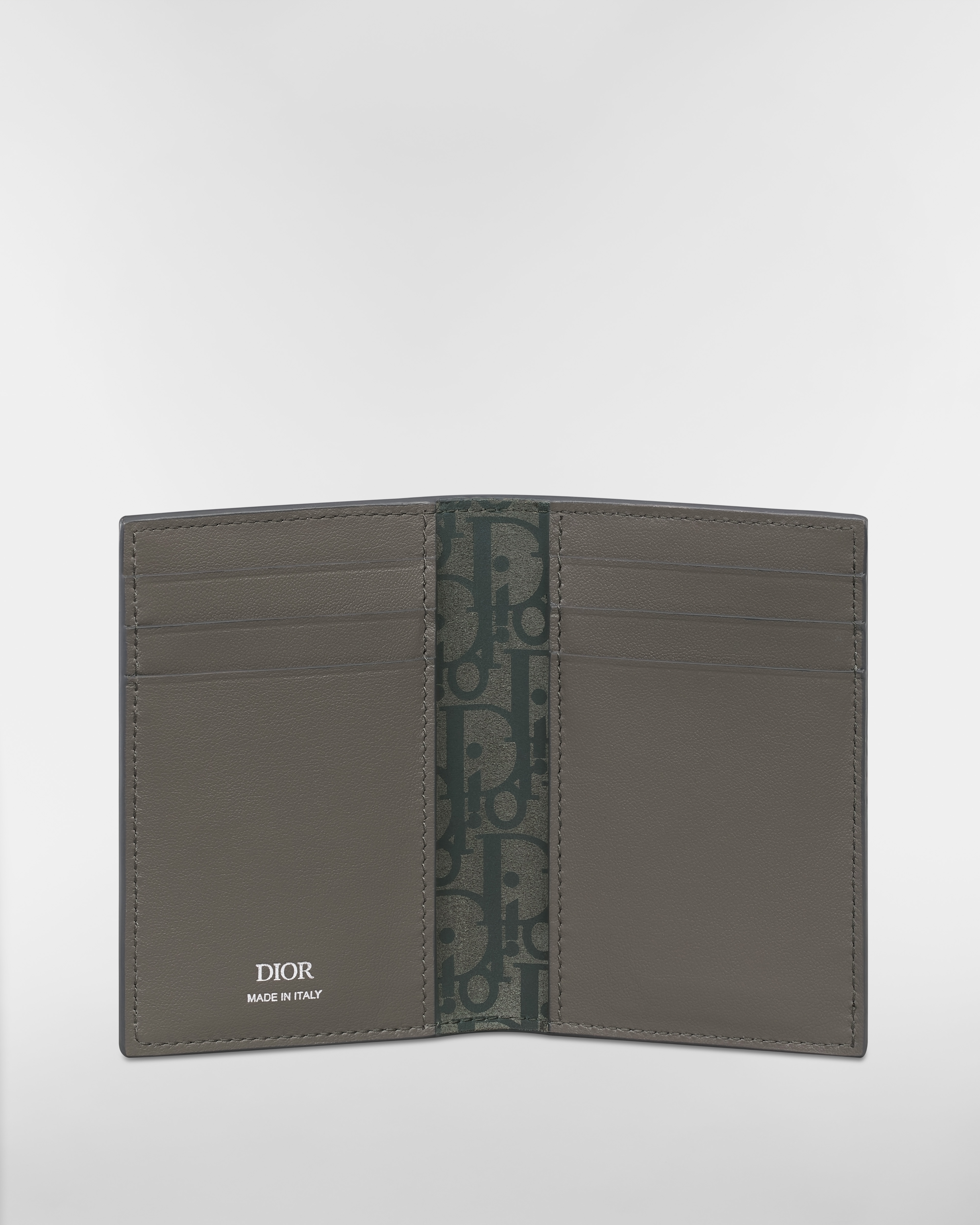 Dior Privé Vertical Bifold Card Holder Gray Dior Icons Calfskin E07