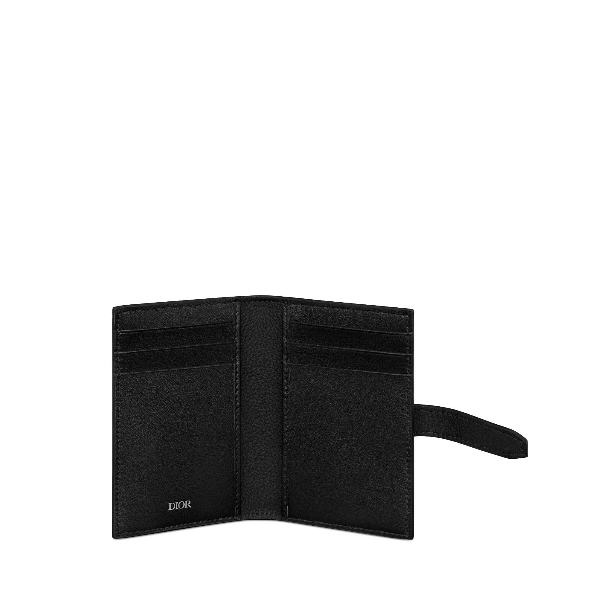 Dior Normandie Vertical Bifold Card Holder Black Dior Icons Calfskin E07
