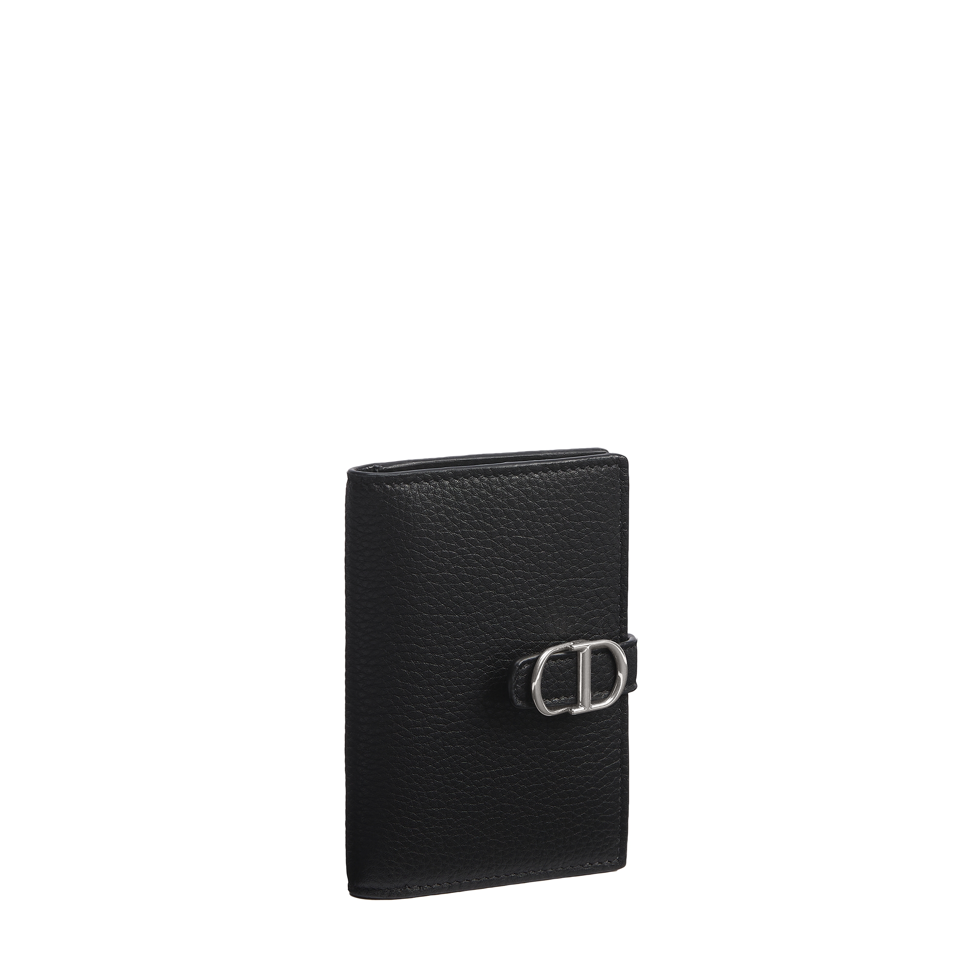 Dior Normandie Bifold Card Holder Black Grained Calfskin E03